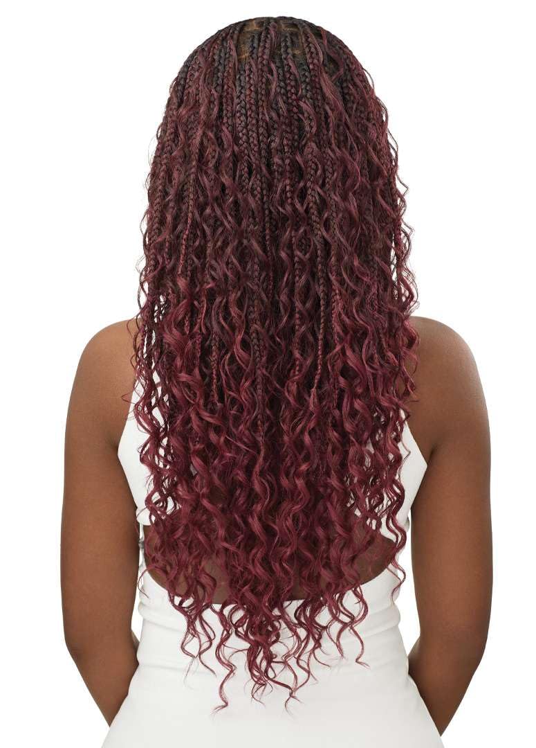 Outre - 100% Fully Hand Tied Whole Lace Wig - Boho Box Braids 28 (DR4/VANILLA LATTE)