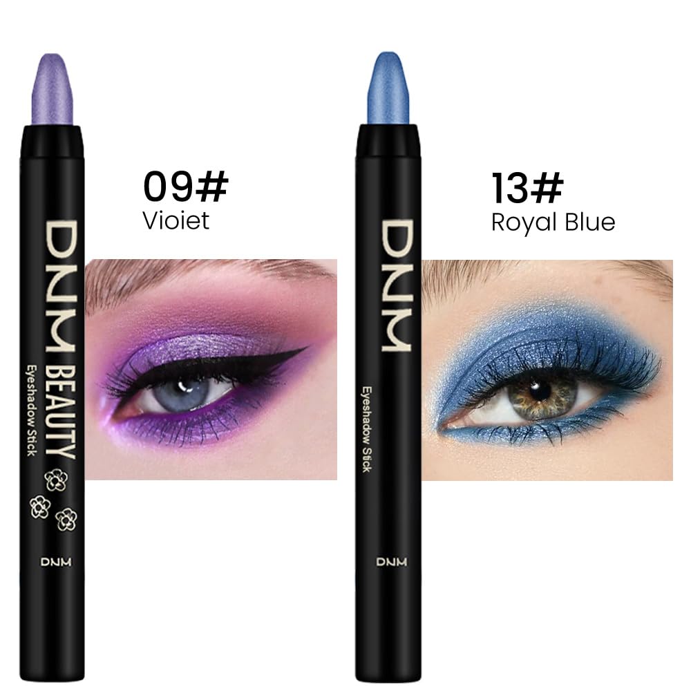 Kaely 2Pcs Cream Eyeshadow Stick Set For Eyes,Vioiet & Royal Blue Shimmer Pen,Eye Brightener Halloween Makeup,Sombras Para Ojos,