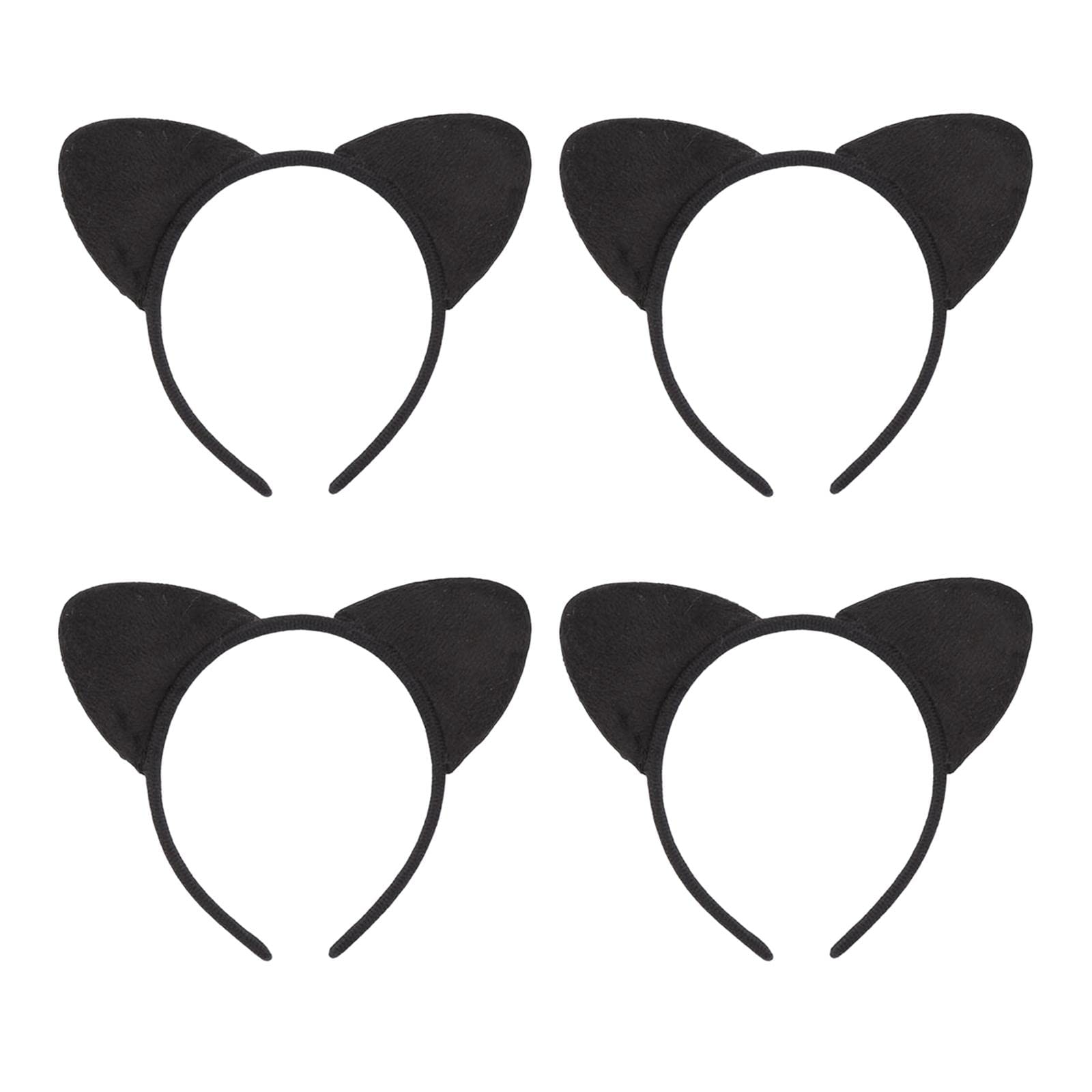 ATORSE?4x Cat Ears Headband New Year Photo Props Cute Kitty Hairband Hair Hoop Black