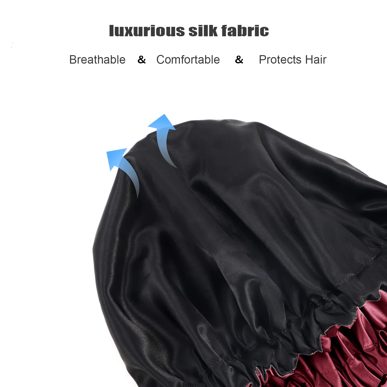 Shower Cap For Women, Reusable And Double Layer Waterproof, Large Shower Cap For Women, Adjustable Shower Cap Hair Cap With Sati