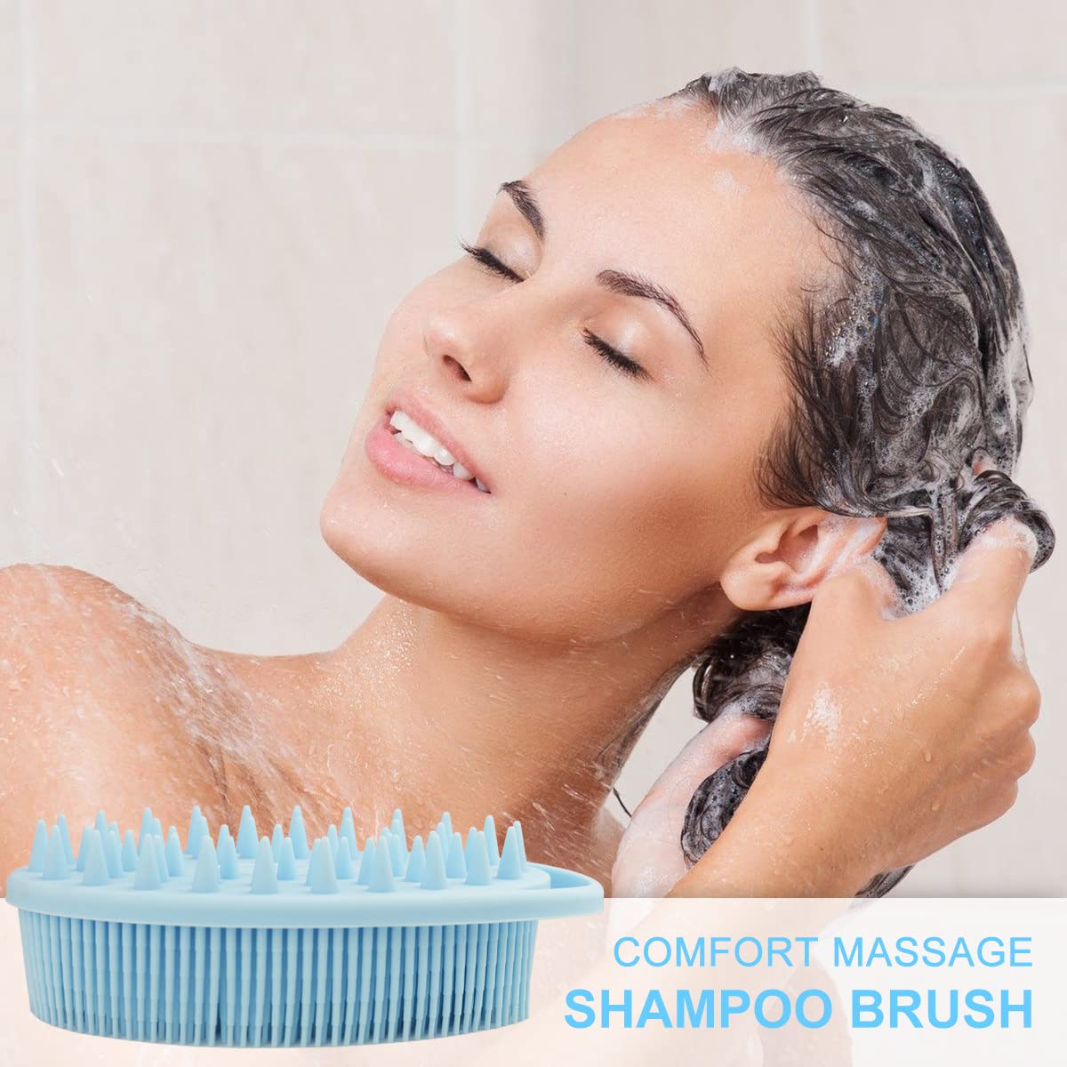 Upgrade 2 In 1 Bath And Shampoo Brush, Silicone Body Scrubber For Use In Shower, Exfoliating Body Brush, Premium Silicone Loofah