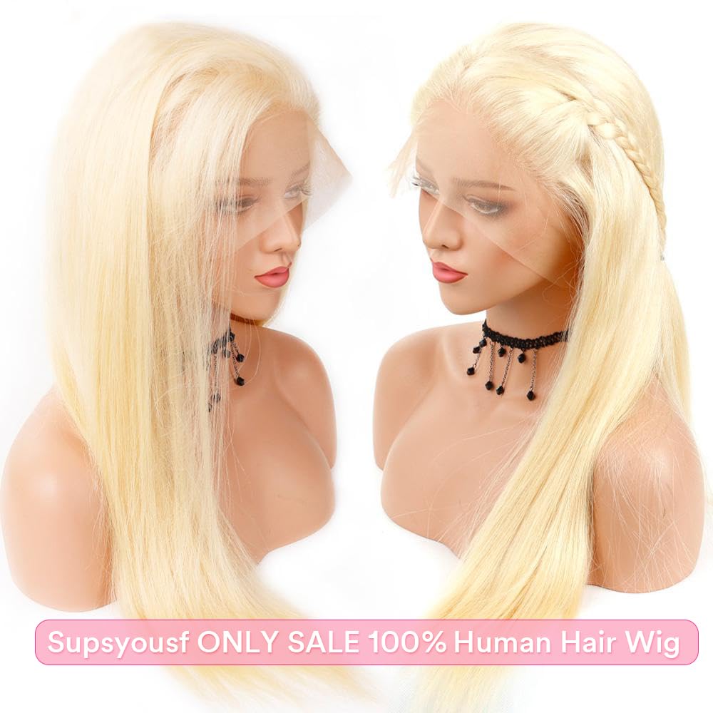 26 Inch 613 13X6 Lace Front Wig Human Hair 200 Density Blonde Wig Pre Plucked Bleached Knots With Baby Hair Straight 613 Lace Fr
