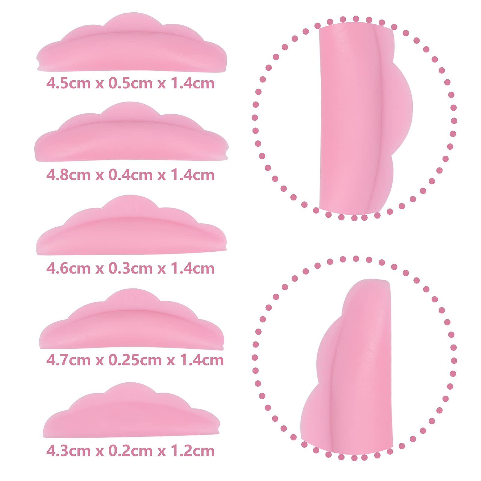 60 Pieces Silicone Eyelash Perming Curler Set 5 Size Reusable Eyelash Lift Pads And Y Shape Eyelash Brush, Lash Lift Pads Brush