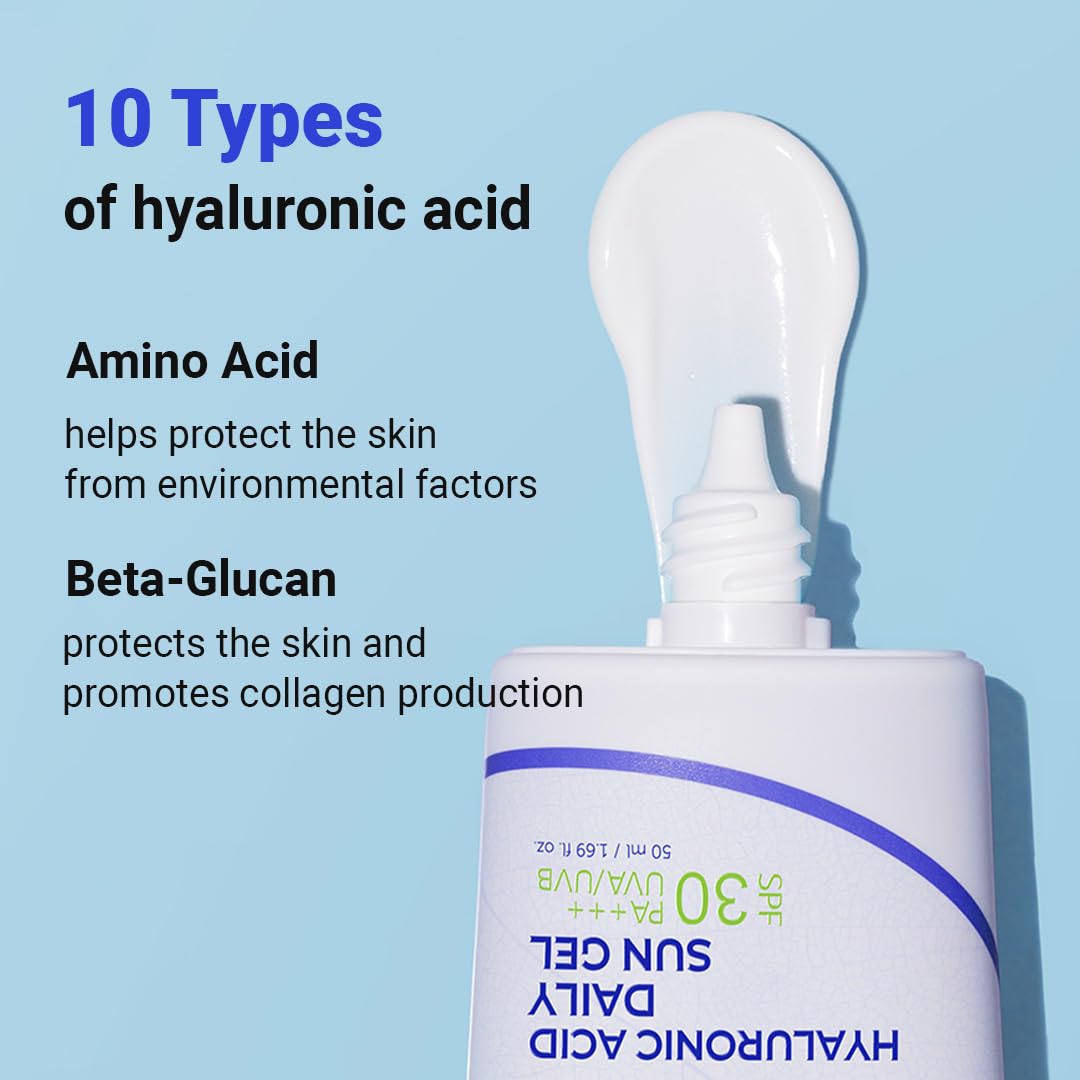 Isntree Hyaluronic Acid Daily Sun Gel 50Ml, 1.69 Fl Oz | Spf 30 | Moisturizing Sunscreen | No White Cast | Lightweight | Mild Fo