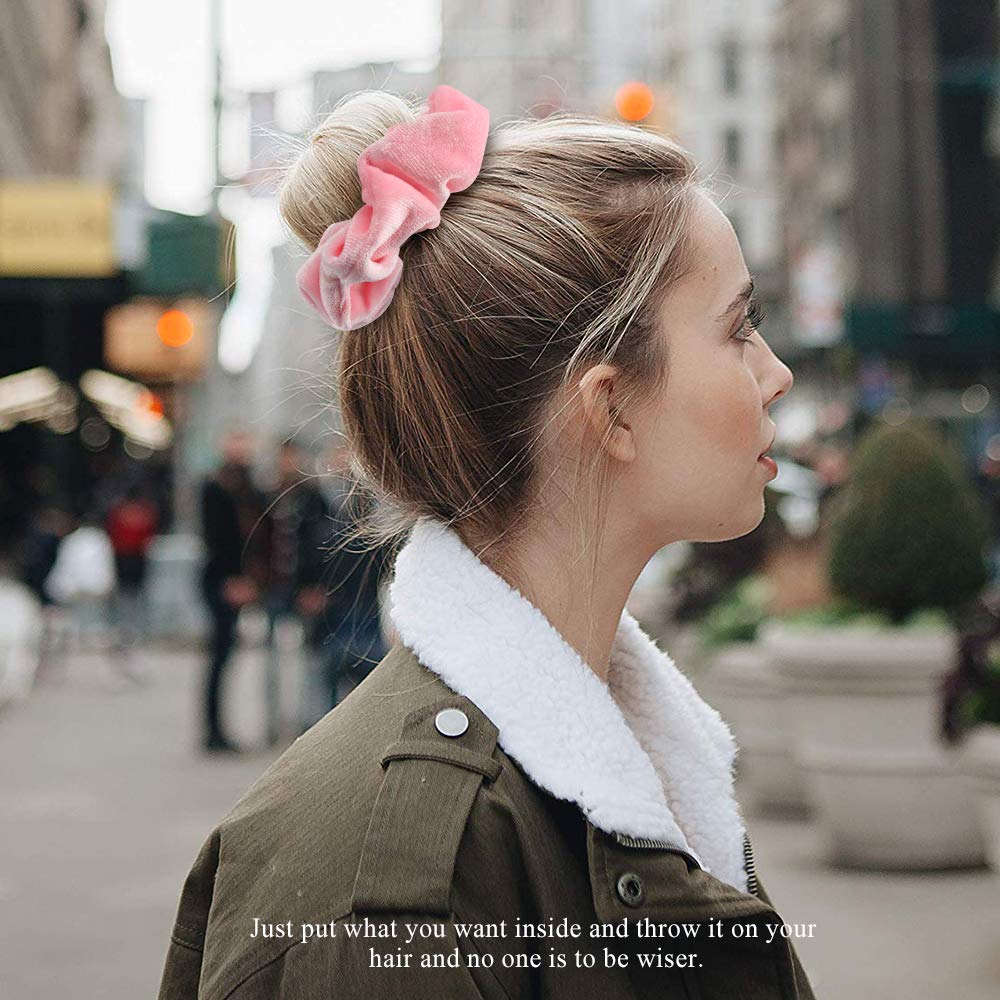 WHAVEL Pink Velvet Hair Scrunchies for Women Girls, 16 Pack Hair Scrunchies Velvet Elastics Scrunchy Bobbles Soft Hair Bands Hai