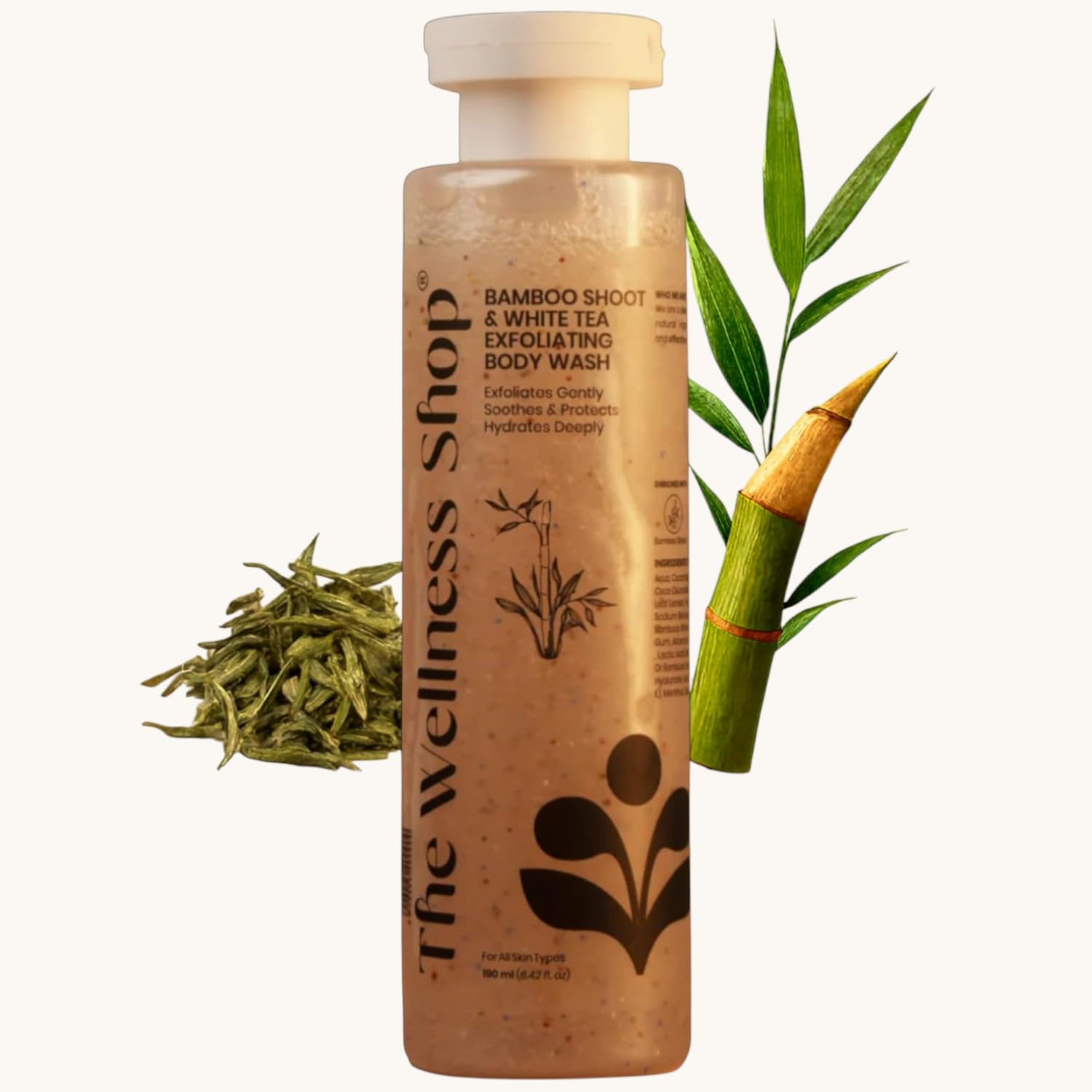 The Wellness Shop Bamboo Shoot & White Tea Exfoliating Body Wash (190Ml) With Vitamin E And Hyaluronic Acid, For Deeply Hydrate 