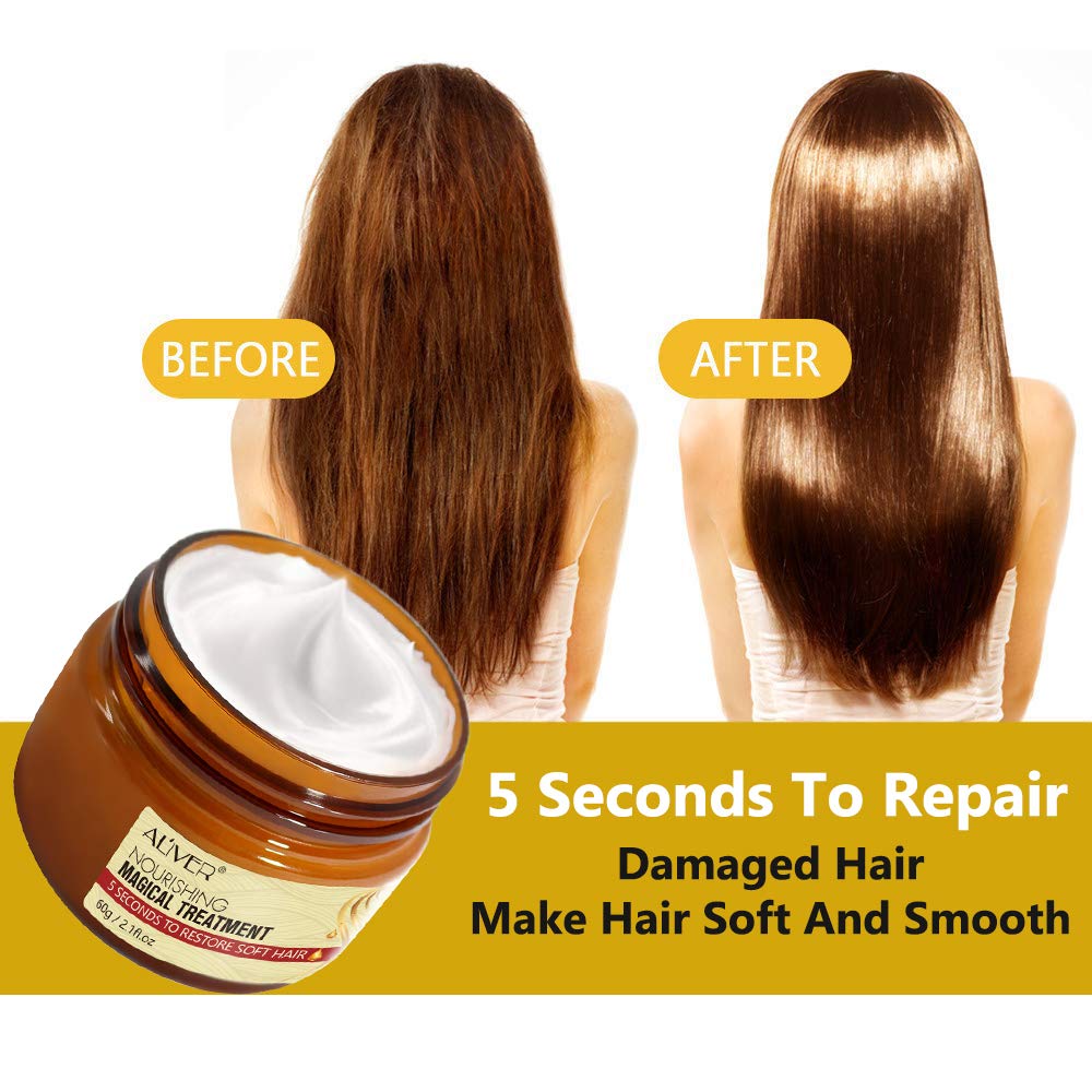 Magical Keratin Hair Treatment Mask, 2pcs Advanced Molecular Hair Roots Treatment Professtional Hair Conditioner, 5 Seconds to R