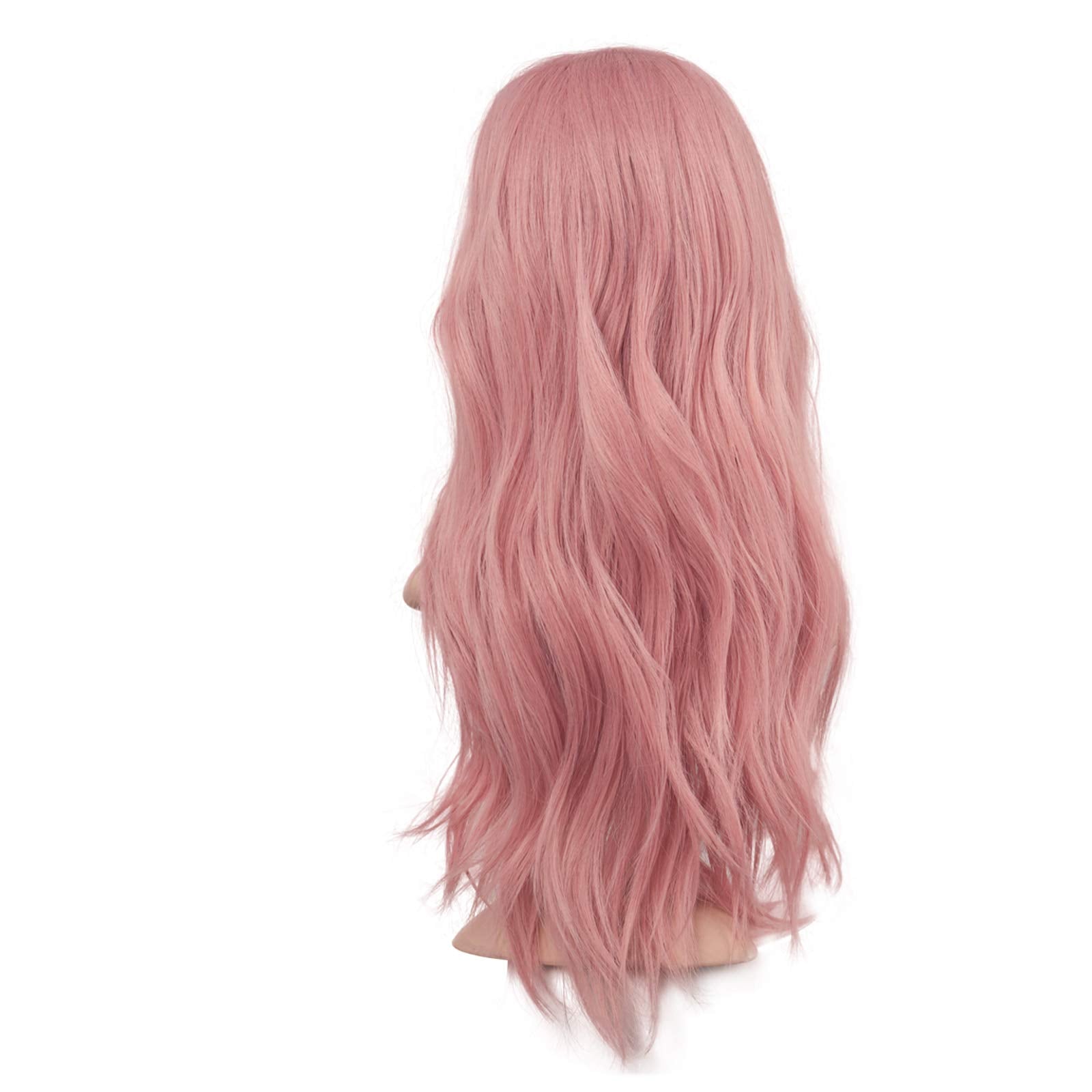 Feshfen Long Pink Wigs For Women 22 Inch Curly Wavy Full Wig Middle Parting Wigs Natural Looking Synthetic Wig Extensions For Da