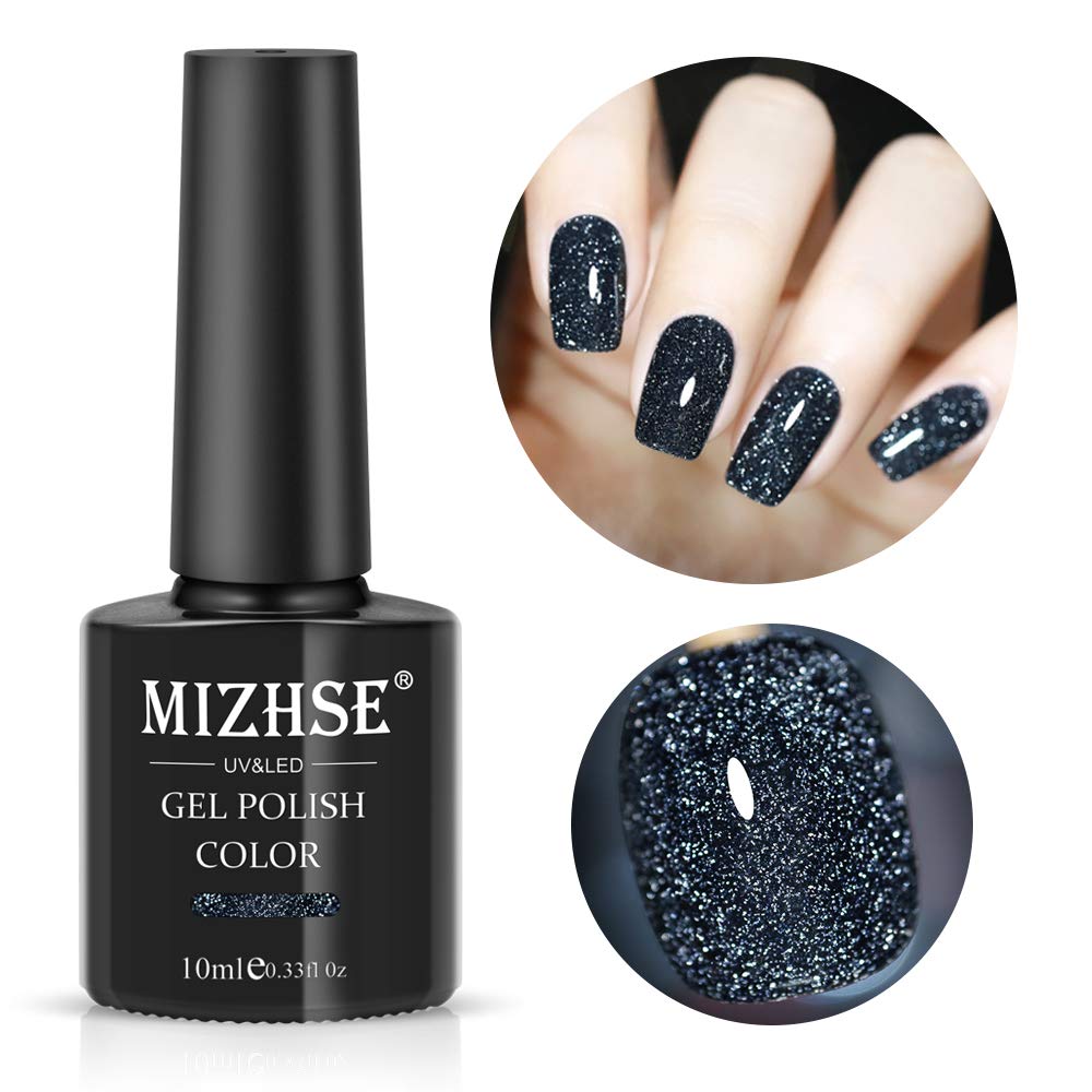 MIZHSE Diamond Gel Nail Polish, Reflective Glitter Gel Polish Set, Sparkly Shiny Gel Nail Art Varnish Manicure Kit, Soak Off LED