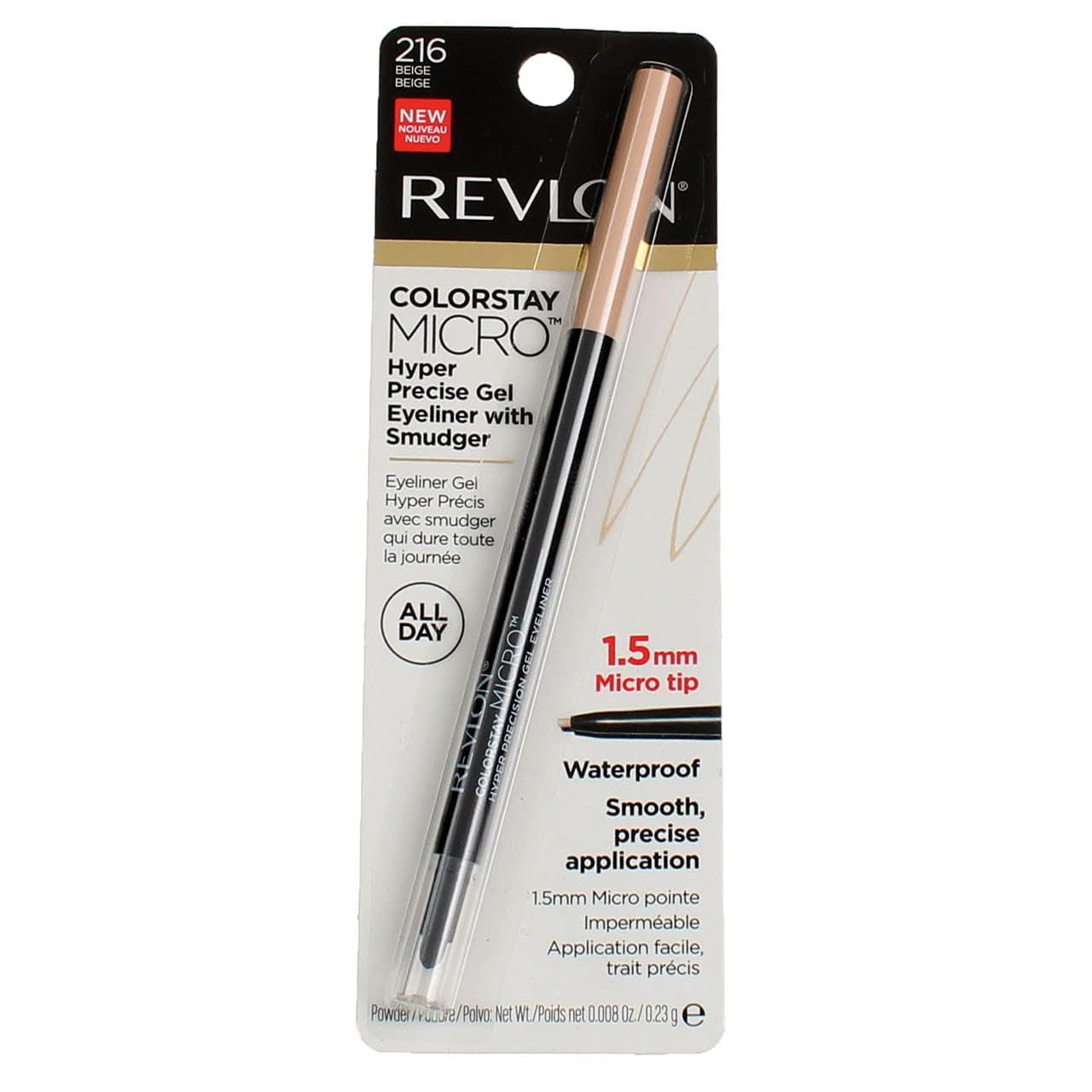Revlon Colorstay Micro Hyper Precision Gel Eyeliner, Waterproof, Long Wearing, 0.009 Oz, Beige