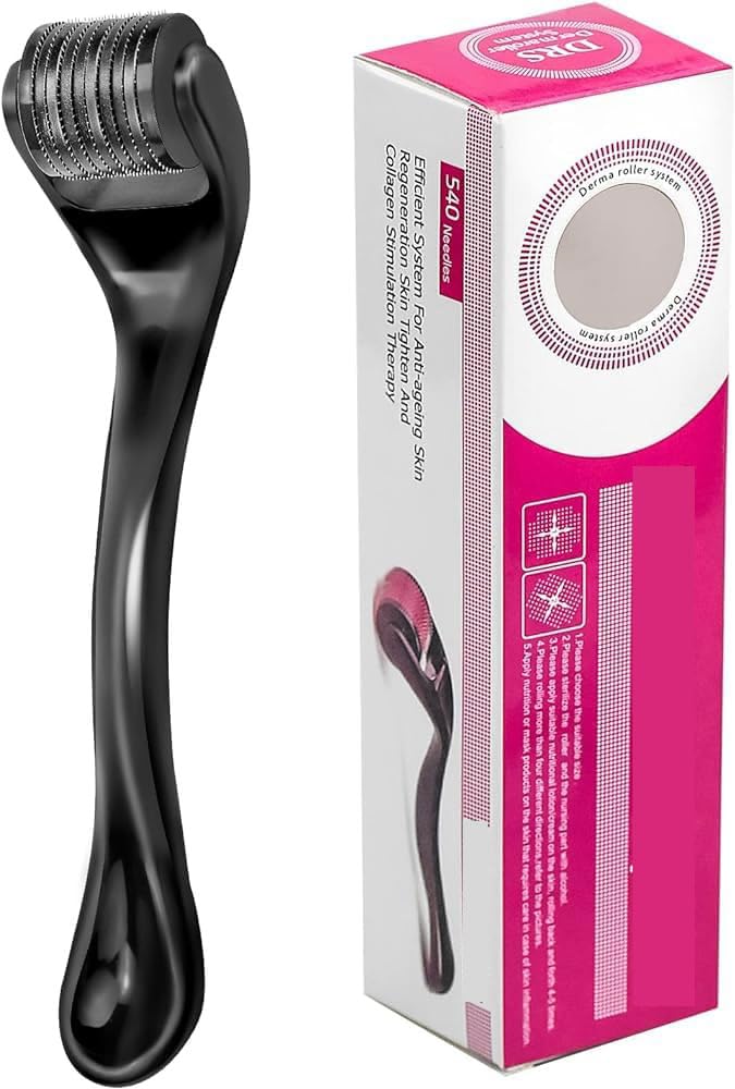 Piru Derma Microneedle Roller For Face Skin Hair And Beard Regrowth 540 Micro 0.5Mm Titanium Alloy Needles Reduces Hair Fall Sti