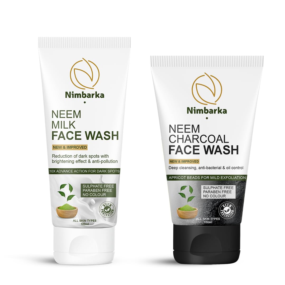 Nimbarka Combo Of Neem & Milk Facewash And Neem & Charcoal Facewash | Apricoat BeadsExfoliates Dead Skin For Bright And Radiant