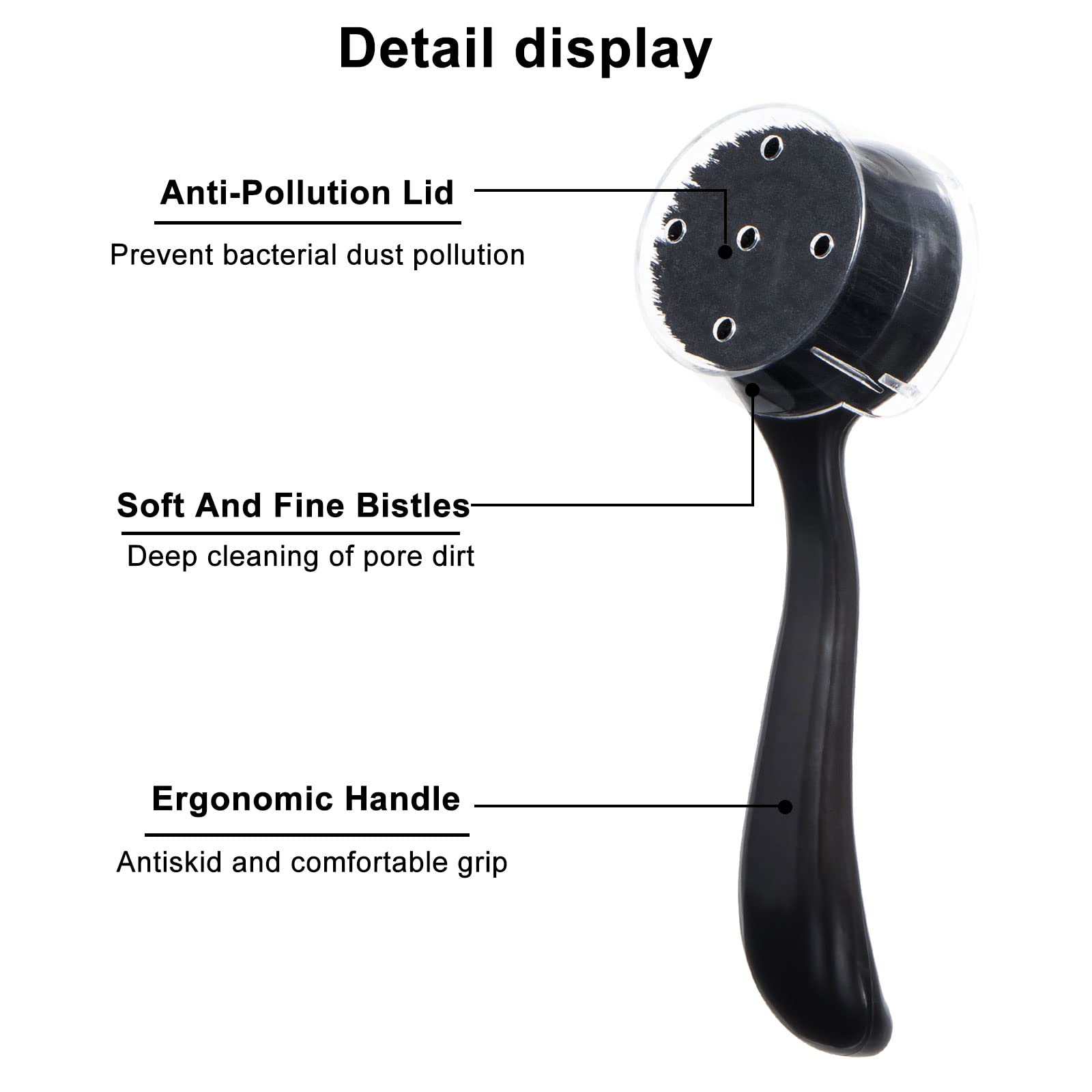 4 Pcs Large Face Scrubber, Beomeen Facial Cleansing Brush Charcoal Black Bristles Exfoliator Soft Brush With Lid For Gentle Deep