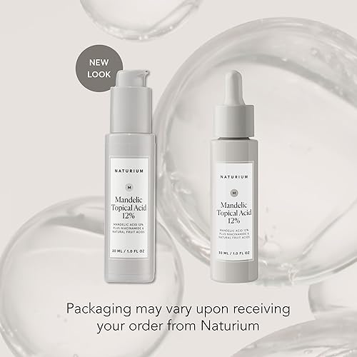 Naturium Mandelic Topical Acid 12%, Plus Niacinamide & Natural Fruit Acids, Anti-Aging & Brightening Skin Treatment, 1.0 Oz