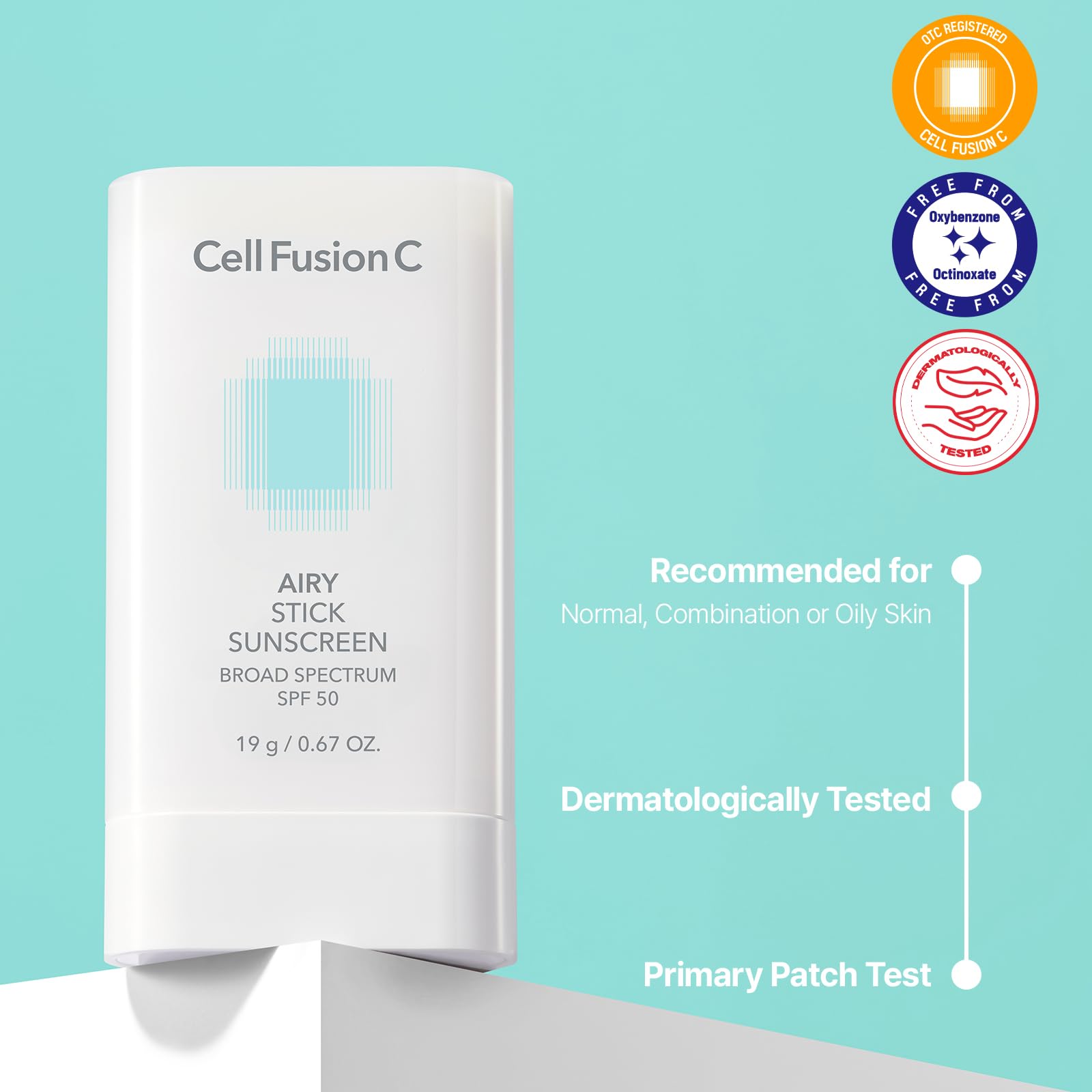 Cell Fusion C Airy Stick Sunscreen, Broad Spectrum SPF 50 + Phyto PDRN, Shine-free & Invisbile Finish, 50ml / 1.69 fl.oz