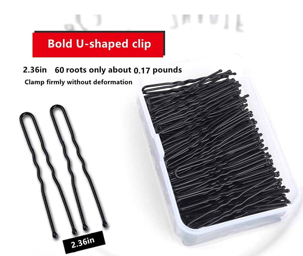 U Shaped Hair Pins Pins Bun Hair Pins,Wedding Bridal Black Hair Pins (Black-60Pcs)