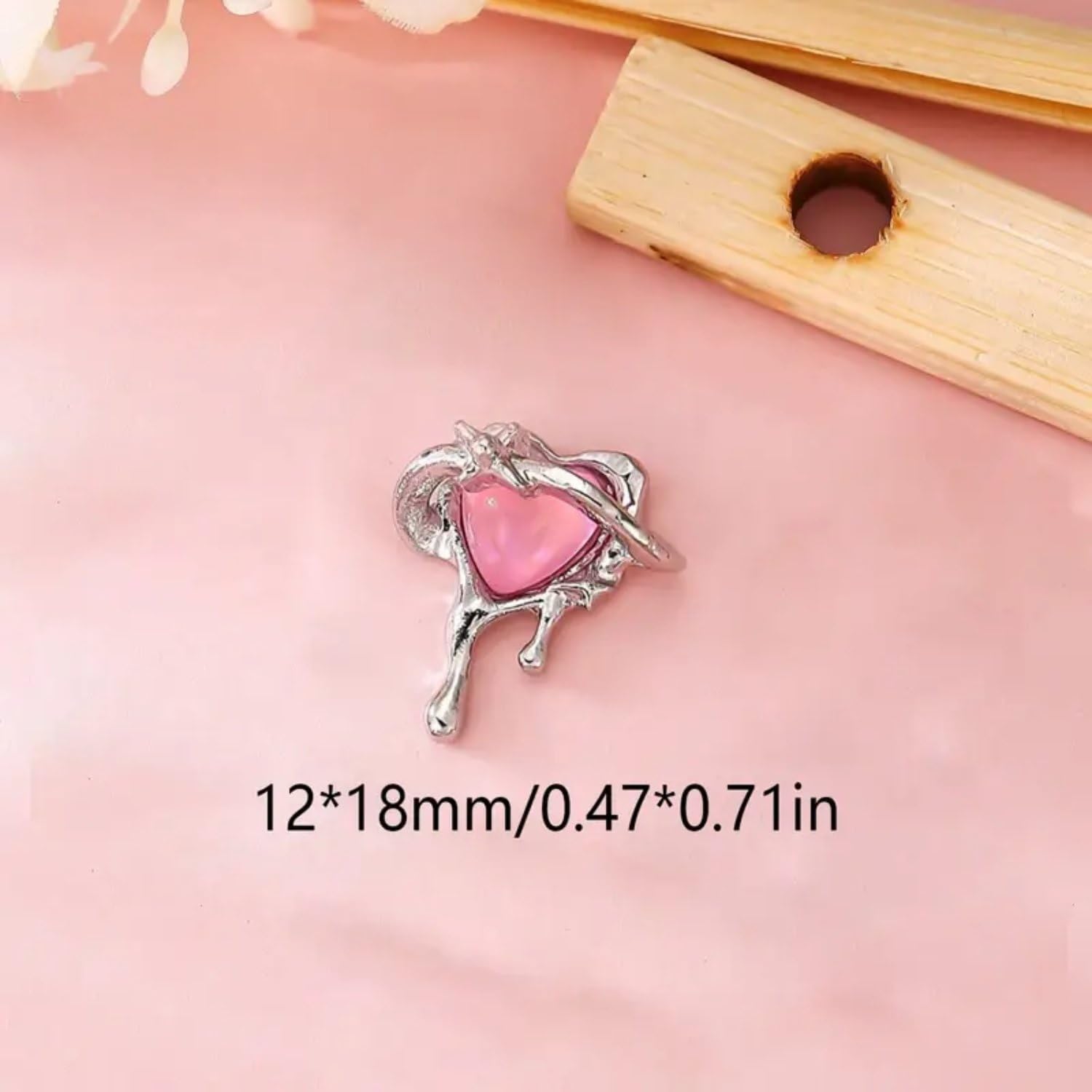 Valentine'S Day Nail Charms 3D Alloy Heart Nail Art Jewelry Charms 10Pcs Pink Love Heart Designs Nail Rhinestones Gems Hearts Cr