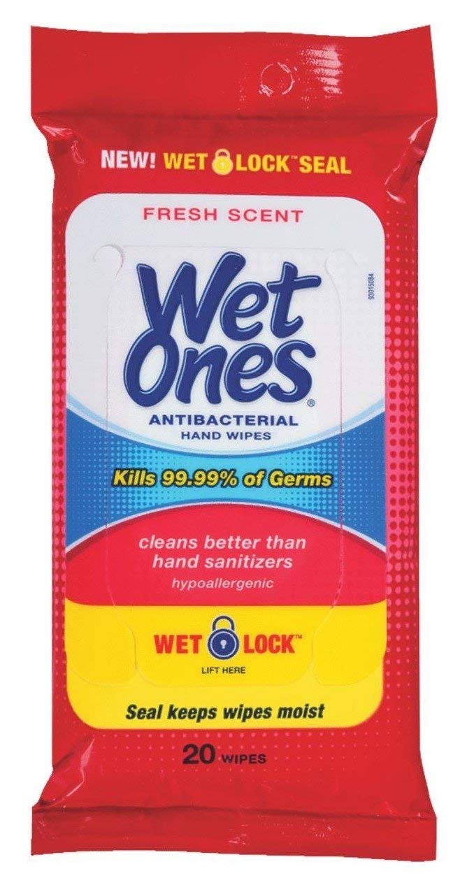 Wet Ones AntiBacterial Hand Wipes, 20 Wipes (Pack of 10)