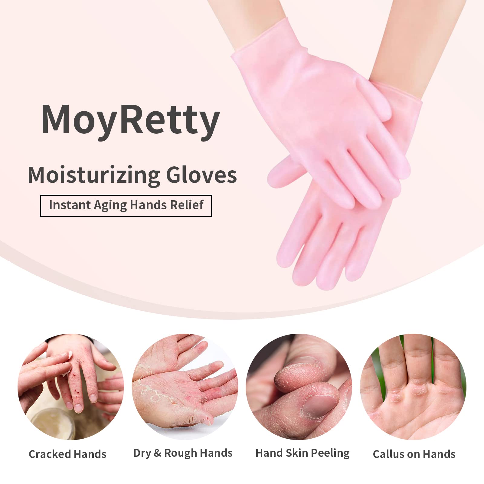 Moyretty 2 Pairs Moisturizing Glove Socks Set, Silicone Gel Spa Socks For Dry Cracked Skin,Silicone Gel Heel Socks Anti Slip,For