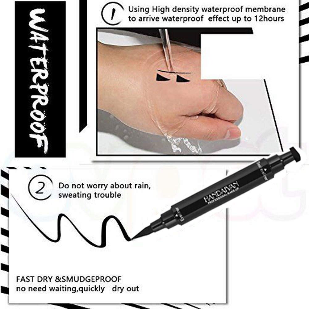 Bonniestore Winged Eyeliner Stamp 2 Pack,Dual-Ended Eyeliner Stamp For Perfect Wing Cat Eyes,Long Lasting Liquid Eyeliner Pen Wa