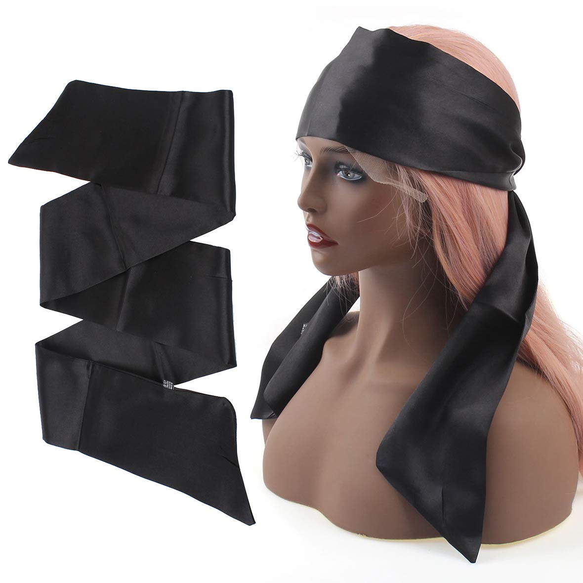 Leeven 2 Pcs Silky Satin Edge Scarves 4.5   X54    Large Wig Grip Band Women Satin Headband For Lace Front Wigs Non Slip Hair Wr
