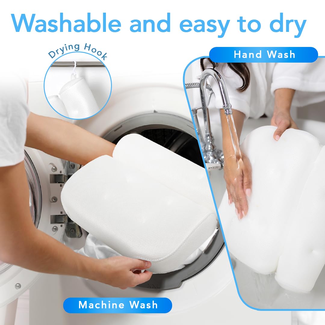 Bath Pillow (Extra Comfort), Bath Pillows For Tub Neck And Back Support, Bathtub Pillows For Head And Neck, Bathtub Pillow, Bath