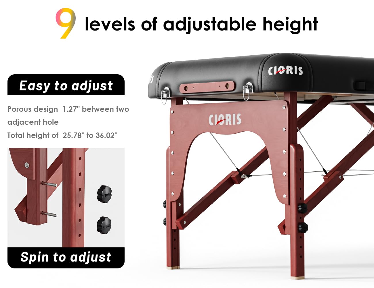 Cloris 84'' Luxury Massage Table Portable 2 Folding Lightweight Facial Salon Spa Tattoo Bed Height Adjustable With Carrying Bag