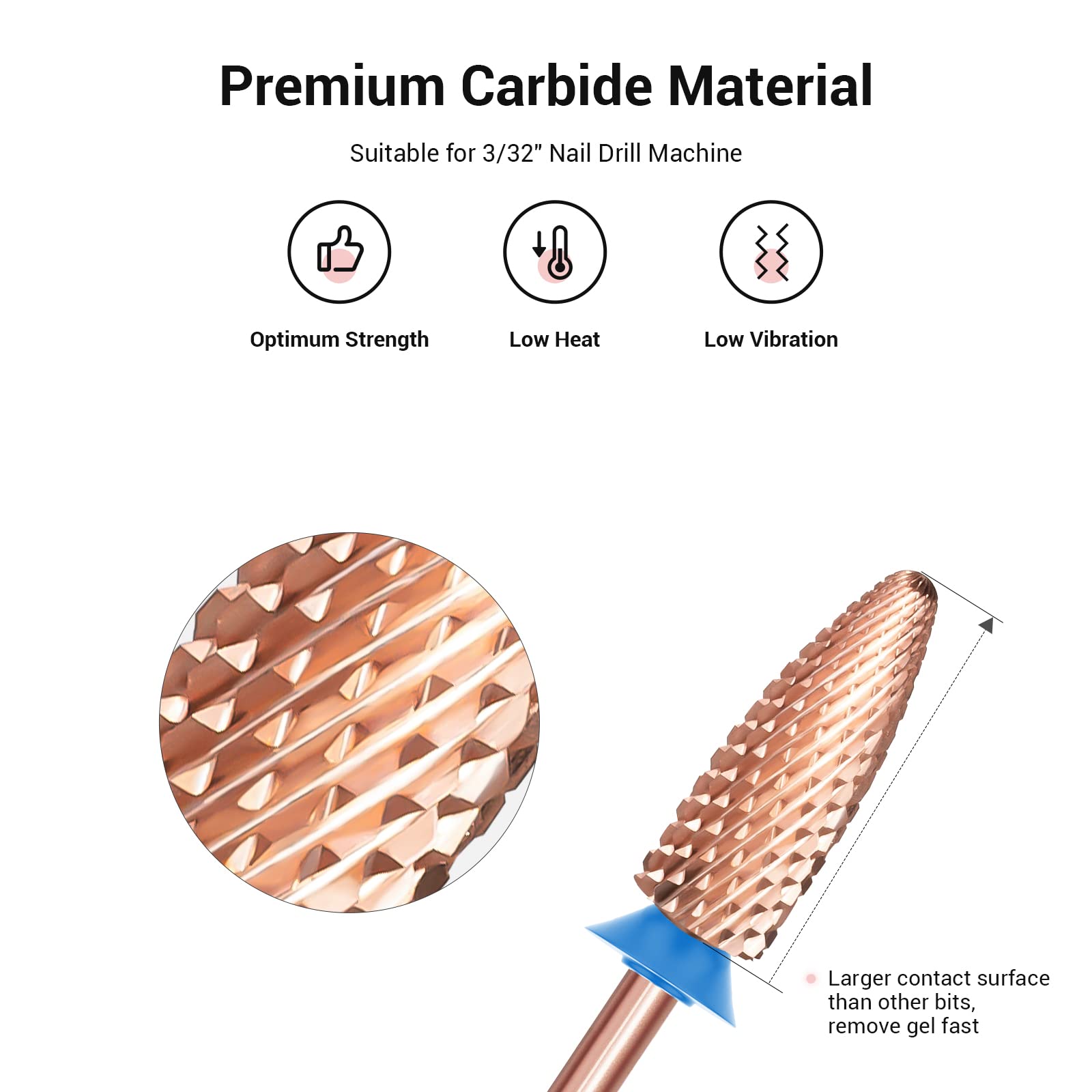 Melodysusie Long Flame Nail Drill Bits, 3/32'' Carbide Tungsten Bits, Suitable For Manicure Pedicure Cuticle Gel Polishing, Begi