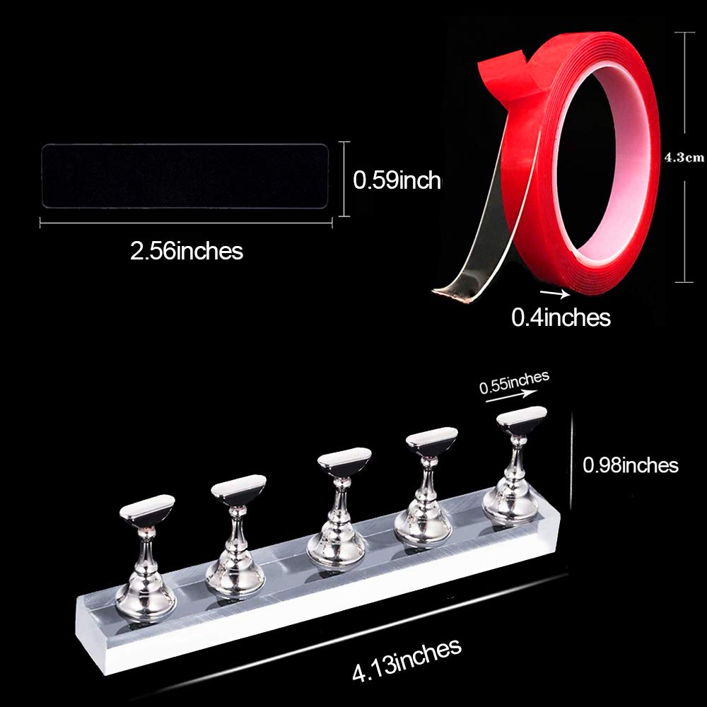 Ebanku Acrylic Nail Display Stand Set, 50Pcs Acrylic Nails Holder Stand With 10M Double Sided Tape For Nails Walls, Magnetic Nai