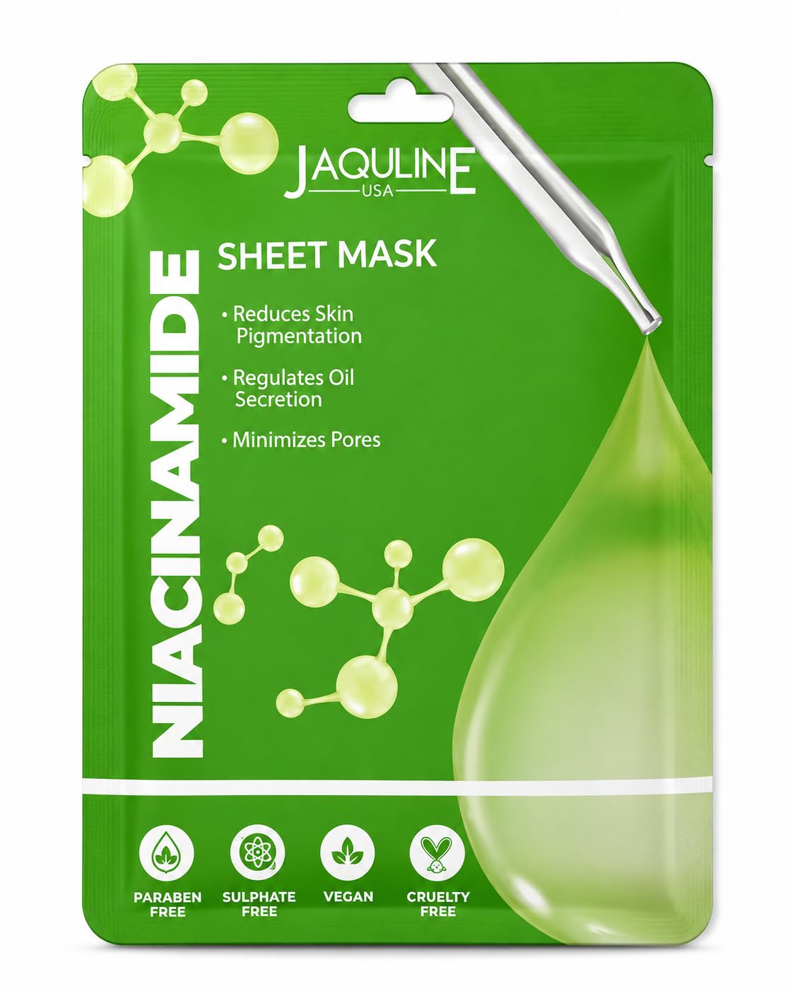 Jaquline Usa Niacinamide Sheet Mask | Enhances Glow | Hydrating & Skin Firming | Refreshing | Lightweight | Easy Application