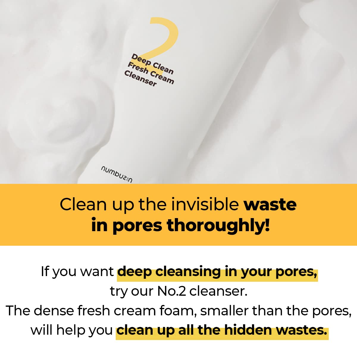 numbuzin No.2 Deep Clean Fresh Cream Cleanser | Face Wash, Rich Foam, Natural Cleansing Ingredients | Korean Skin Care for Face,