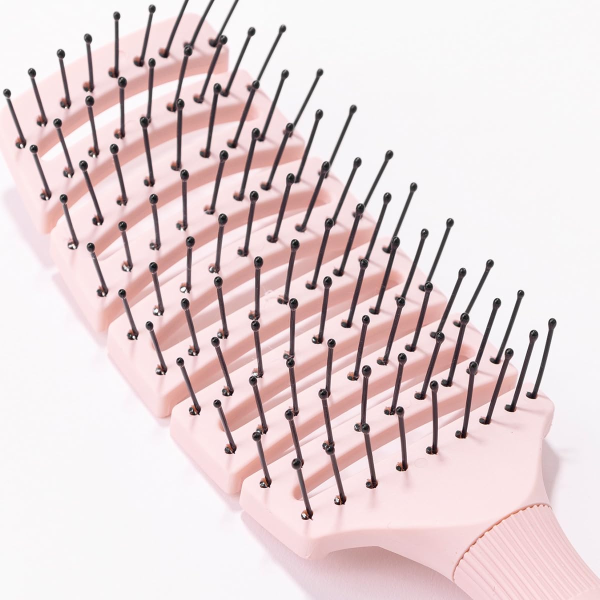L'ANGE HAIR Siena Flexi Curved Vented Hair Brush - Detangle, Nylon Bristles, Blush