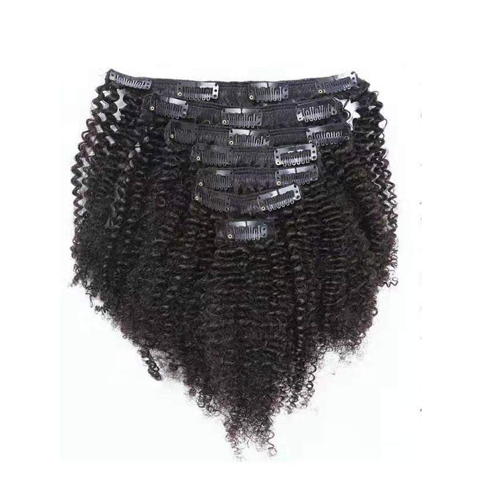 Caliee Afro Coily 3C And 4A Clip In Hair Extensions 100% Virgin Human Hair For Black Women Afro Kinky Curly Double Weft, 7 Piece