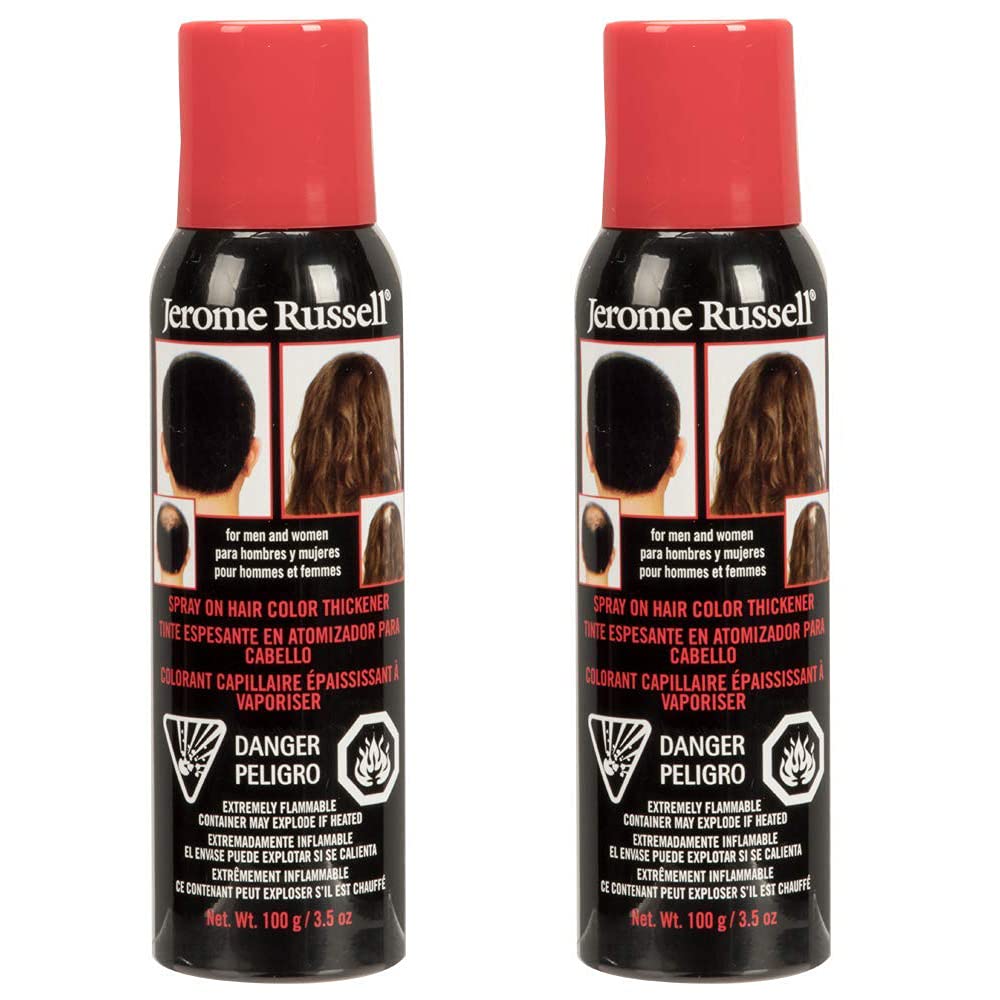 Jerome Russell Spray On Hair Color Thickener Jet Black  Instant Bald Spot Root Cover Up, Hair Thickener Spray for Fine and Thin