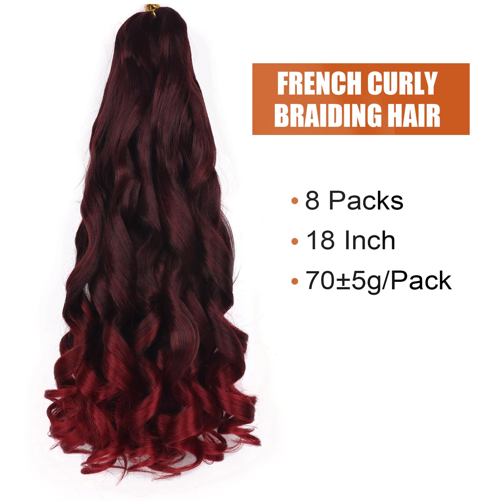 French Curly Braiding Hair Pre Stretched 22 Inch 8 Packs Curly Braiding Hair French Curl Crochet Braids Wavy Crochet Hair With C