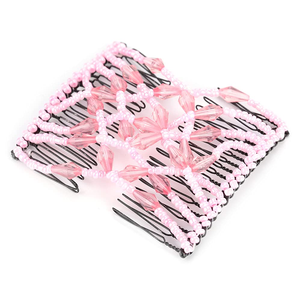 Elastic Hair Comb Fashionable Magic Hair Clips Hairpin Hair Accessories Stretch Handmade Vintage Double Beads , pettine vintage 