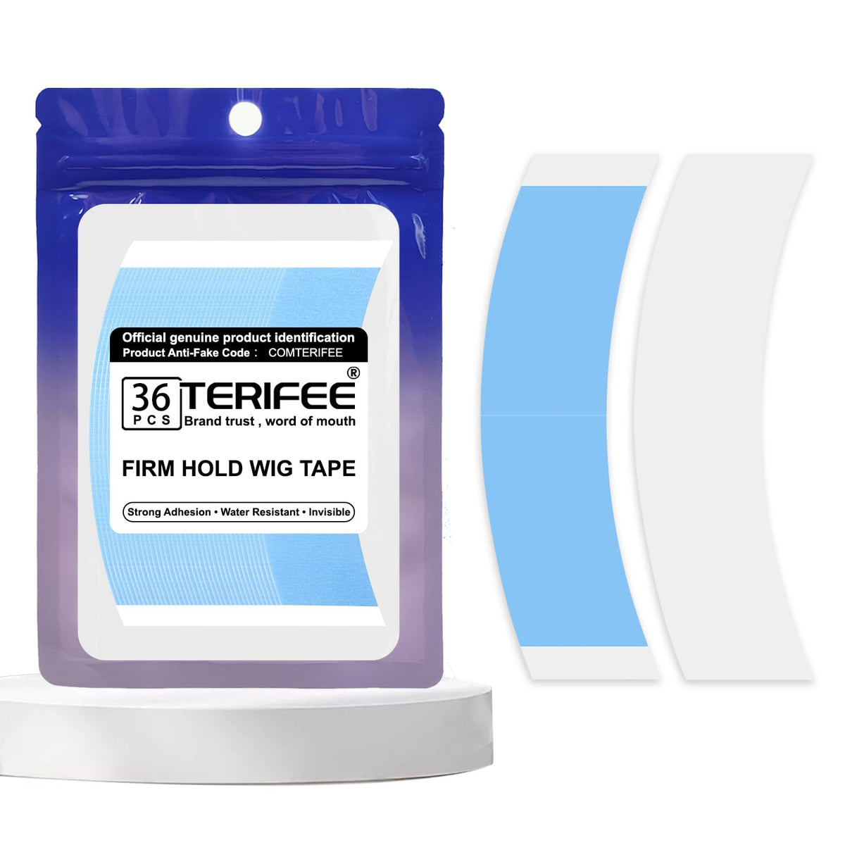 Terifee Lace Wig Tape Double Sided Wig Tape For Lace Wigs 36Pcs Strong Adhesion, Waterproof, Ultra Invisible Hold Lace Tape For