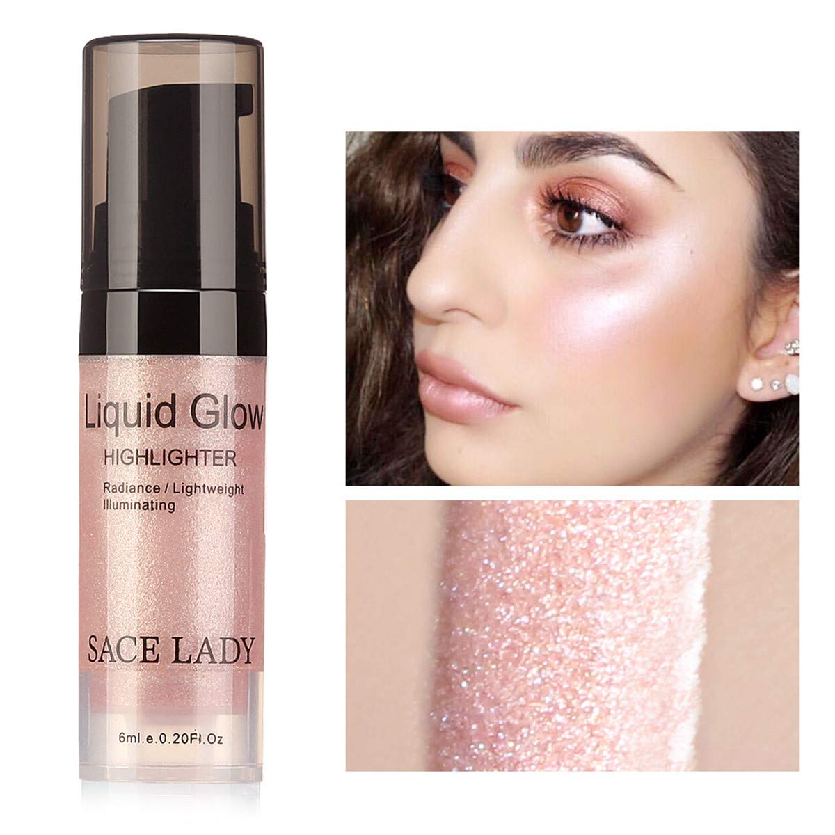 SACE LADY Liquid Highlighter Makeup Shimmer and Shine Ultra-Smooth Radiant Illuminator For Face Cheekbone Body Glow Bronzer Glit