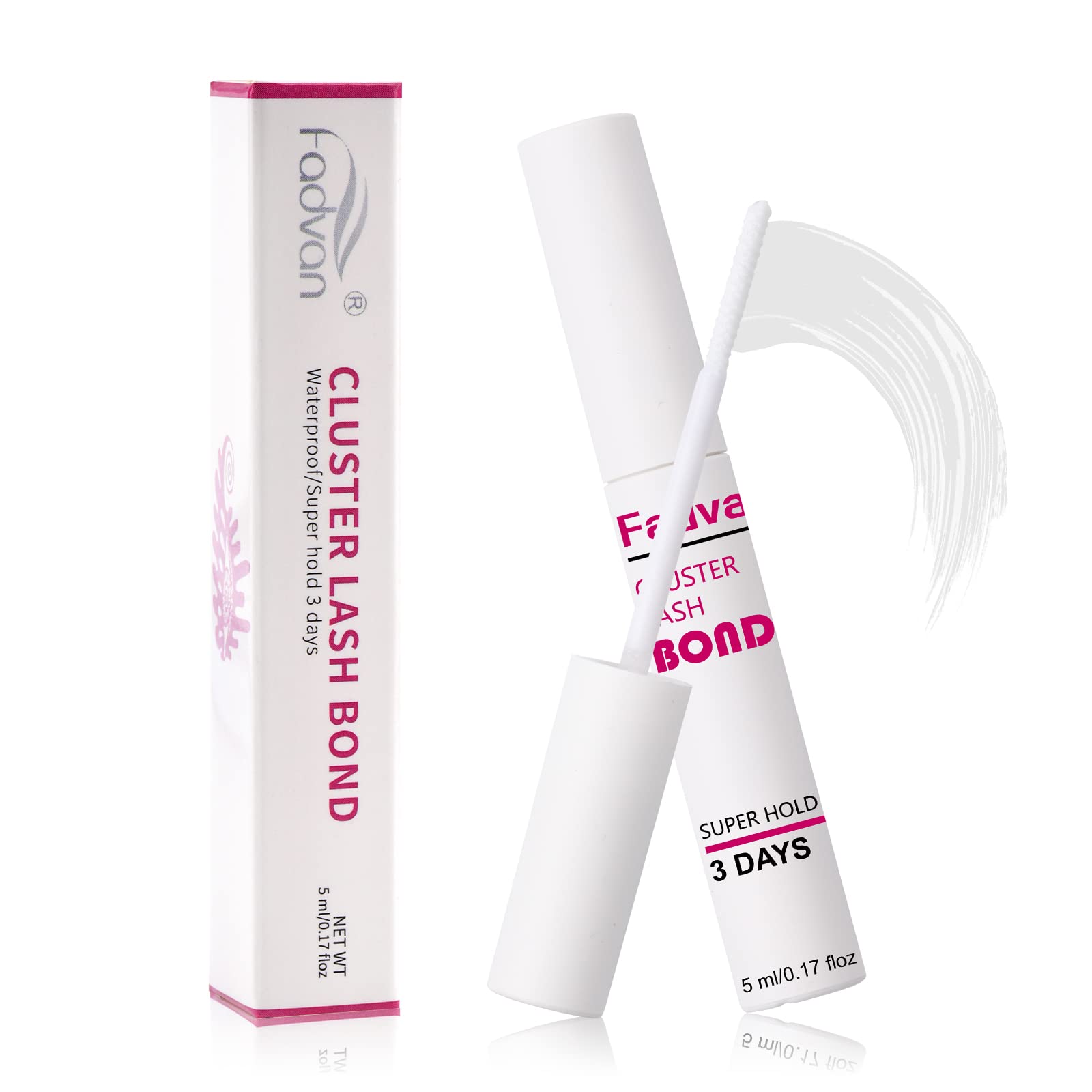 Fadvan Cluster Lash Glue Lash Bond Mascara Wand Clear/White Eyelash Glue For Individual Cluster Lashes Long-Lasting Waterproof L