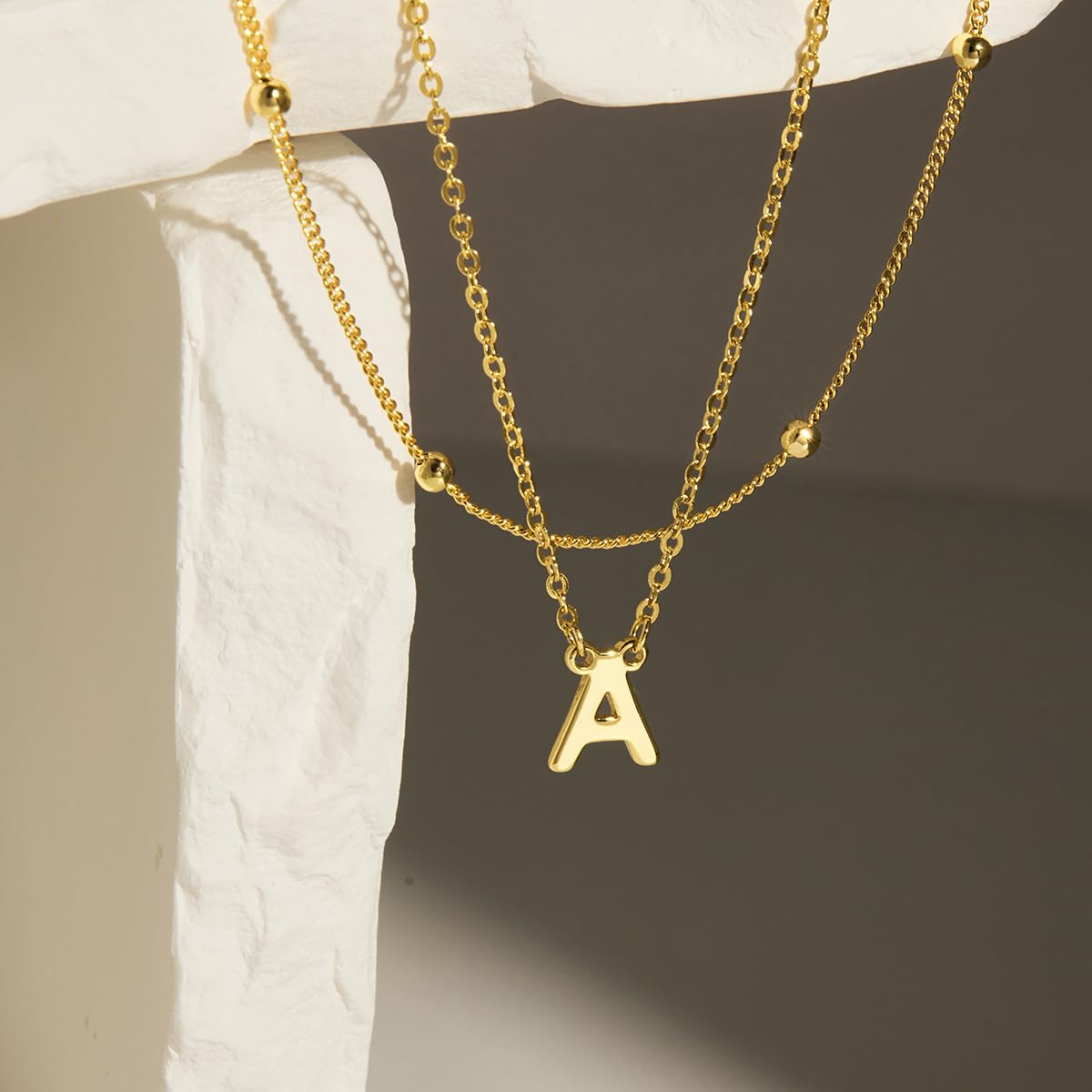 Gold Necklace for Women Dainty Gold Initial Necklace 14K Real Gold A Necklace Jewelry Sets for Women Trendy Valentines Day Gifts