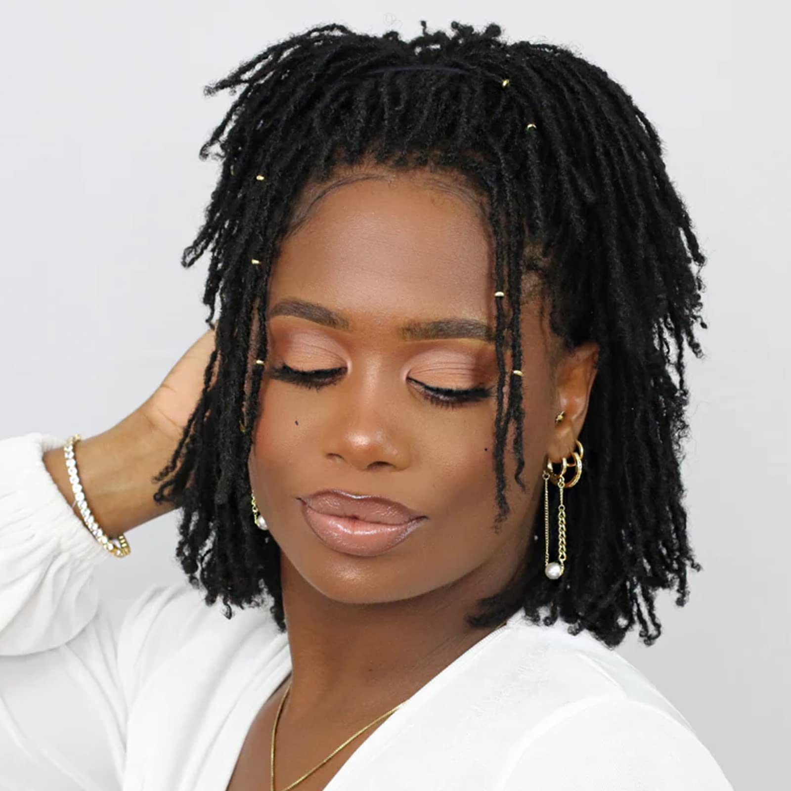 4 inch Loc Extension Human Hair 100 Strands 0.2cm Width 100% Full Handmade Permanent Loc Extension Human Hair for Women/Men Can 