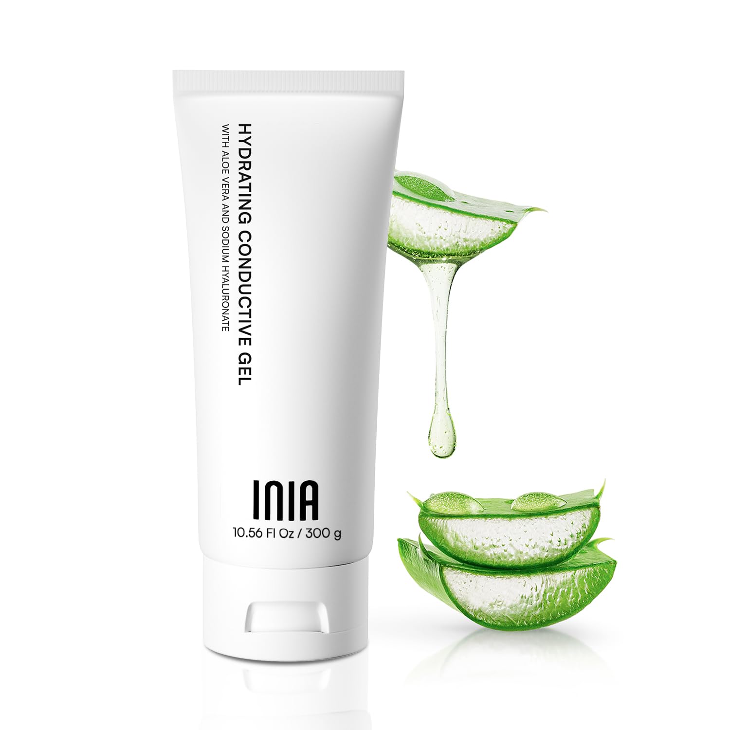 INIA Microcurrent Conductive Gel for Facial and Body Skin Care Machines - Hydrating Gel Primer with Hyaluronic Acid, Anti-Aging 