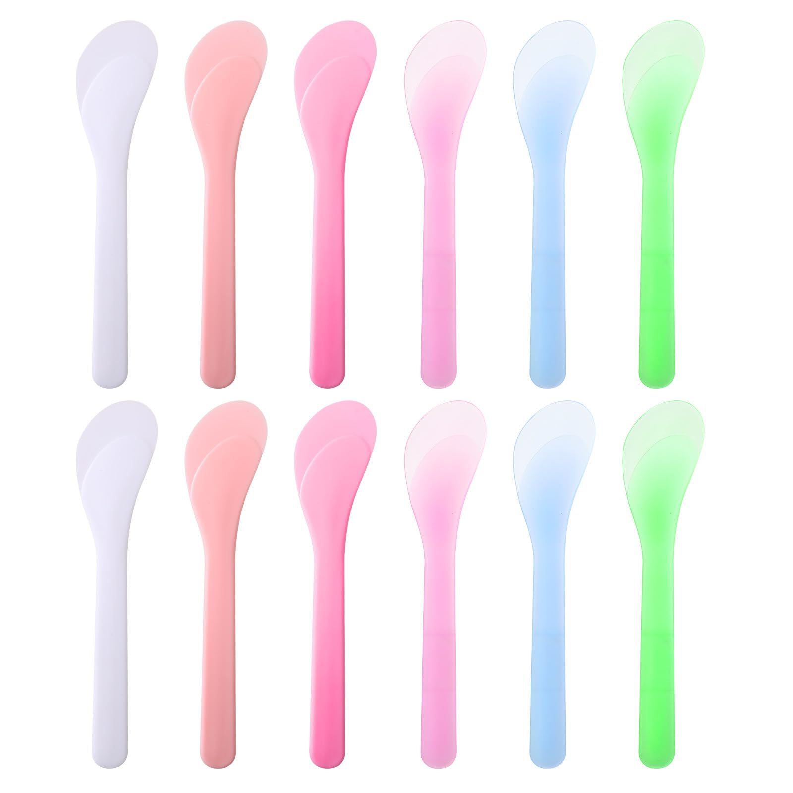 HJZHII 12Pcs 5 Inch Makeup Spatulas, 6 Colors Reusable Cosmetic Scoop