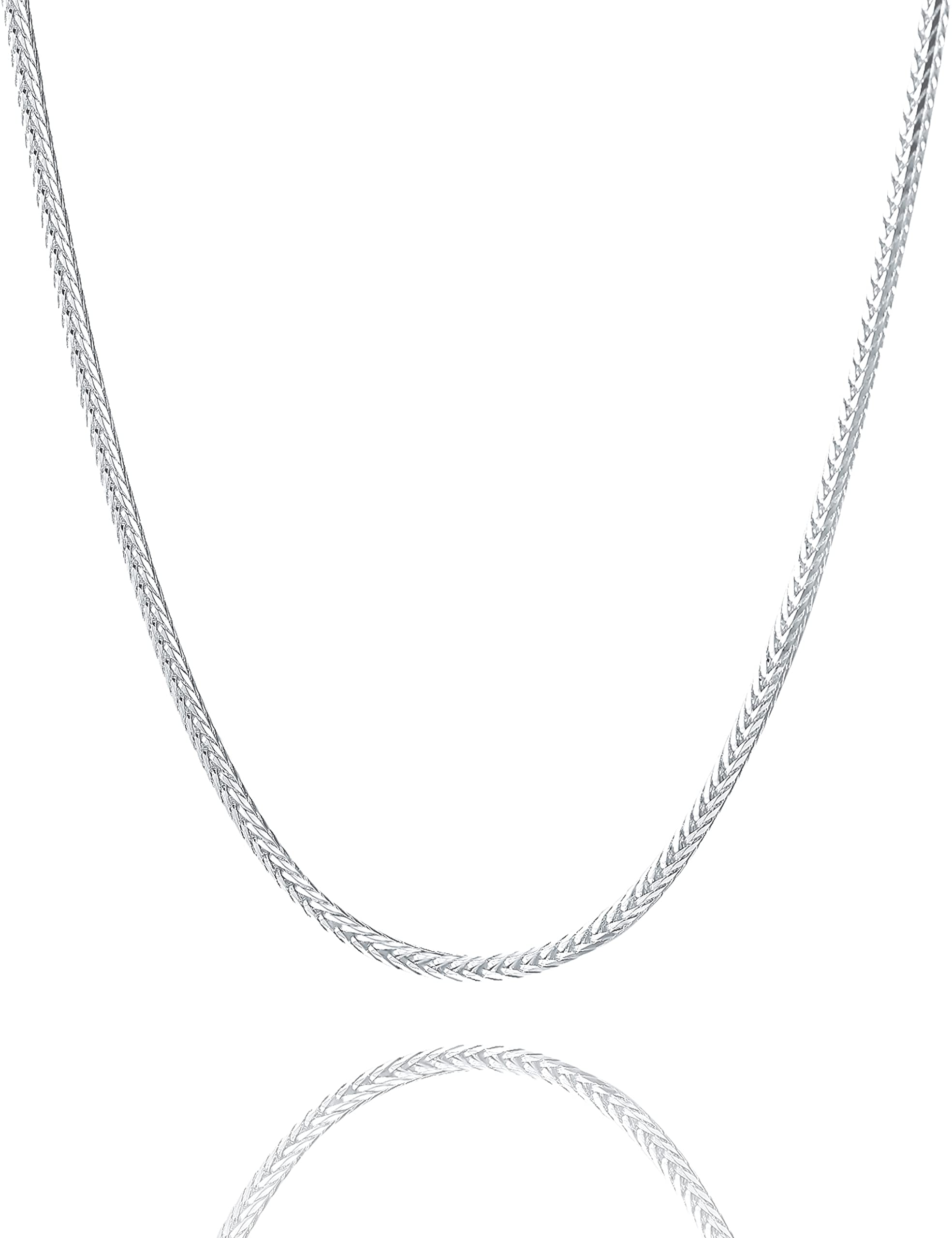 Waitsoul 925 Sterling Silver Square Foxtail Box Chain Lobster Clasp 2mm Silver Franco Chain for Men Women Silver Necklace Chain 