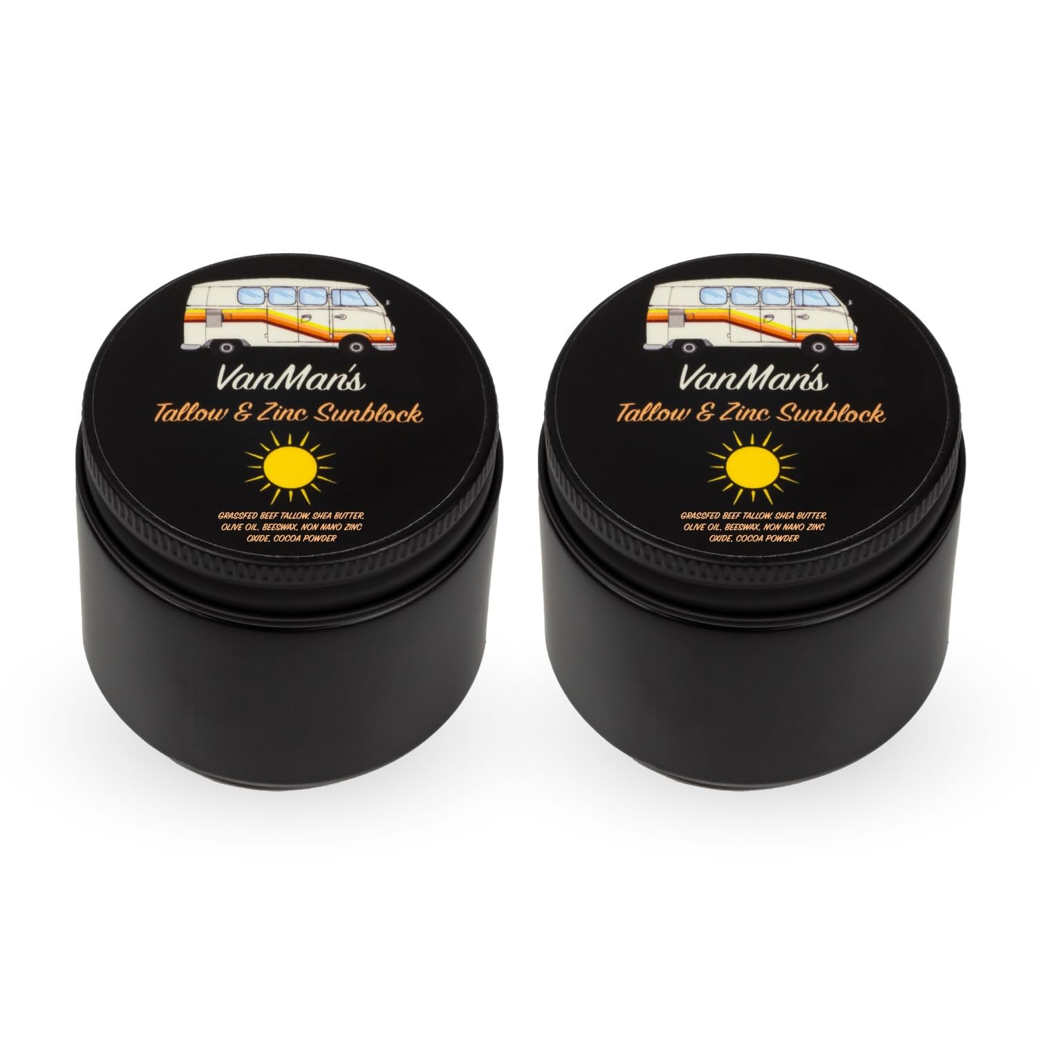 Tallow & Zinc Sunblock (2 Pk) 2.5 Ounce Water Resistant 20 Spf Sunscreen W/Organic Olive Oil, Beeswax, & More - Sun Screen Prote