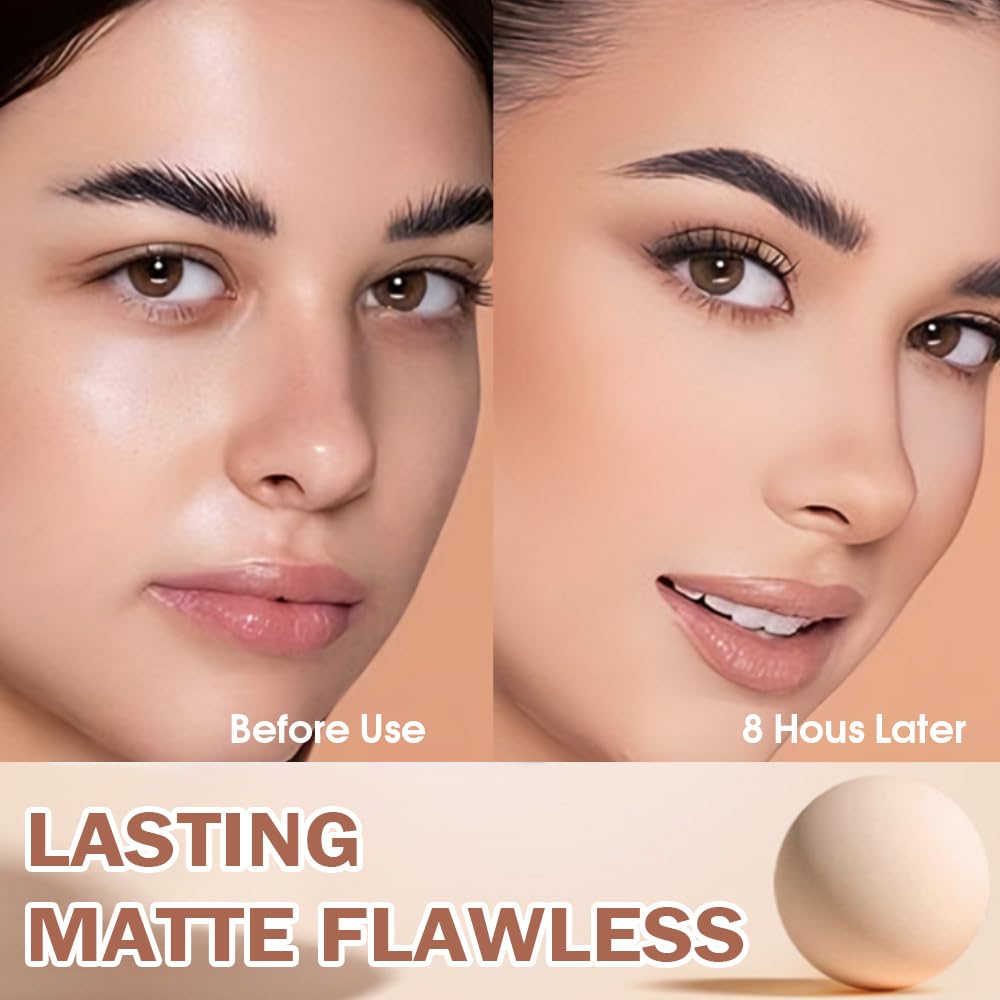 Kaely Oil Control Face Pressed Powder,Perfection Matte Compact Powder,Long Lasting Waterproof Finishing Powder Makeup,Polvo Comp