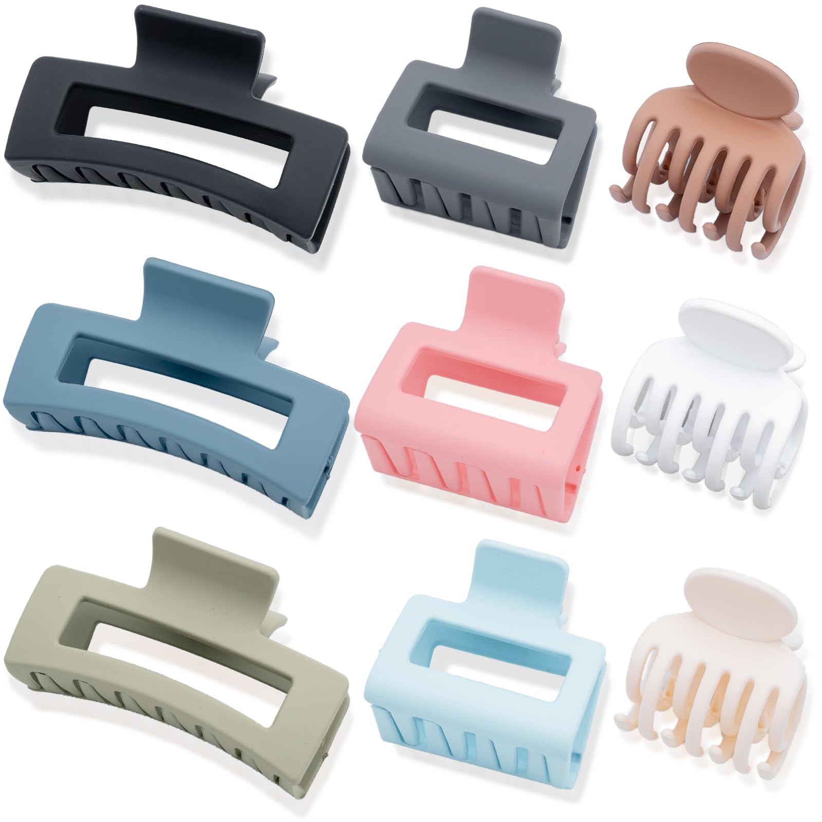 GlowMyst 9PCS Hair Clips for Women  Large Claw Clips for Thick and Thin Hair, Small and Mini Hair Clips, Strong Hold Hair Claw 