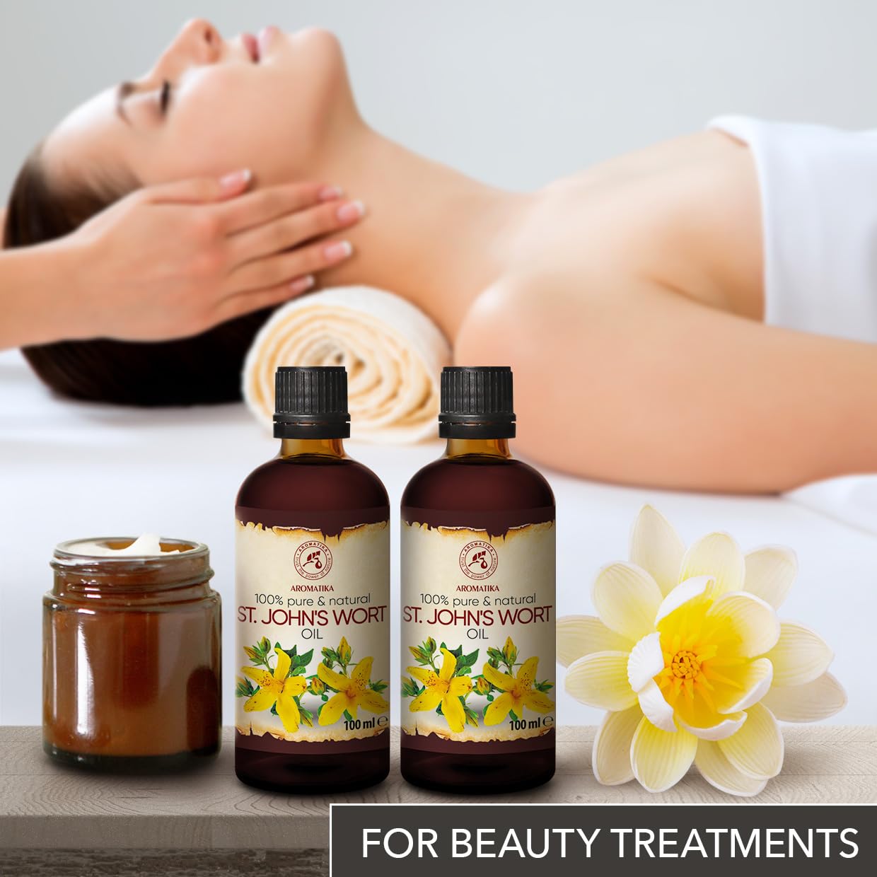 Aromatika St Johns Wort Oil 6.8 Oz (2 * 100Ml) - Hypericum Perforatum - Carrier Oil For Essential Oils - Oil For Skin - Hair Oil