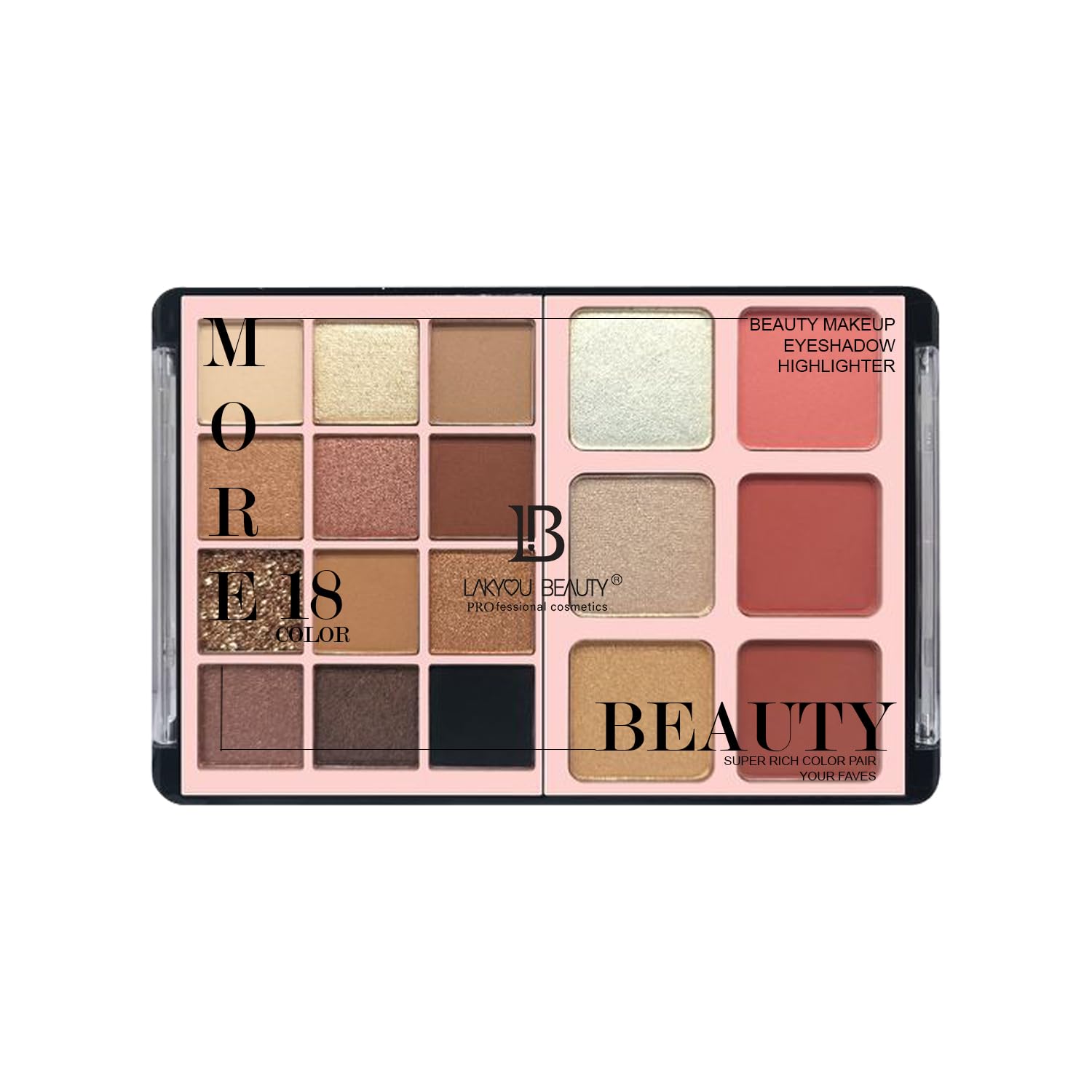 Lakyou Beauty More 18Color | 3In1 Makeup Kit | Eyeshadow | Blusher | Highlighter | 56G