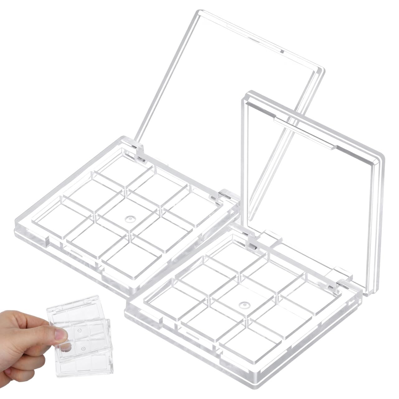 NOLITOY Transparent Empty Eyeshadow Box Refillable Compact Eyeshadow Case for Travel Makeup Storage Diy Highlighter Blush Eyebro